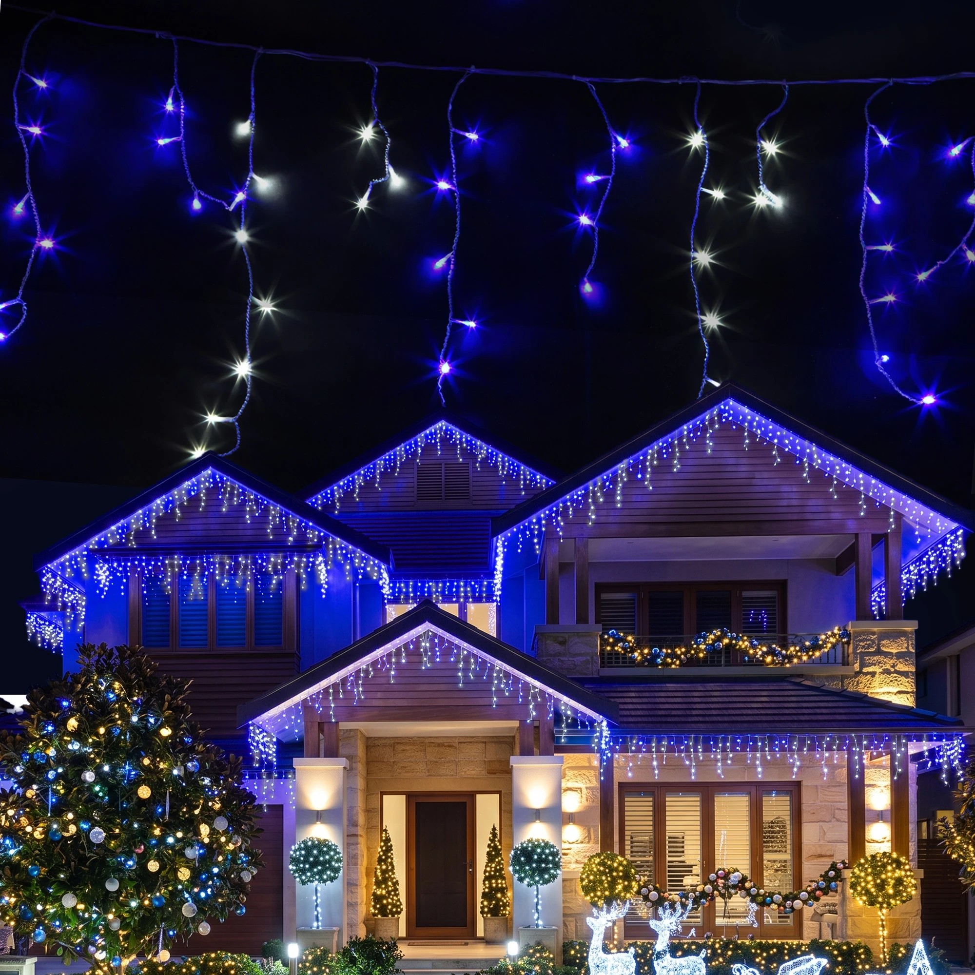 2 Jingle Jollys 20M Christmas Lights Icicle Light Xmas Garden Decoration - Black, 2 of 10