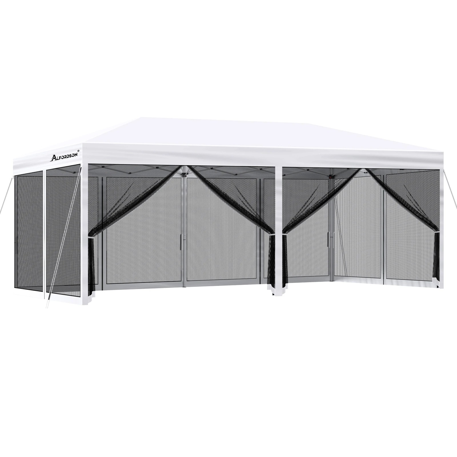 1 Alfordson Pop Up Marquee Outdoor Tent Mesh Wall 3x6m Gazebo - White, 1 of 10