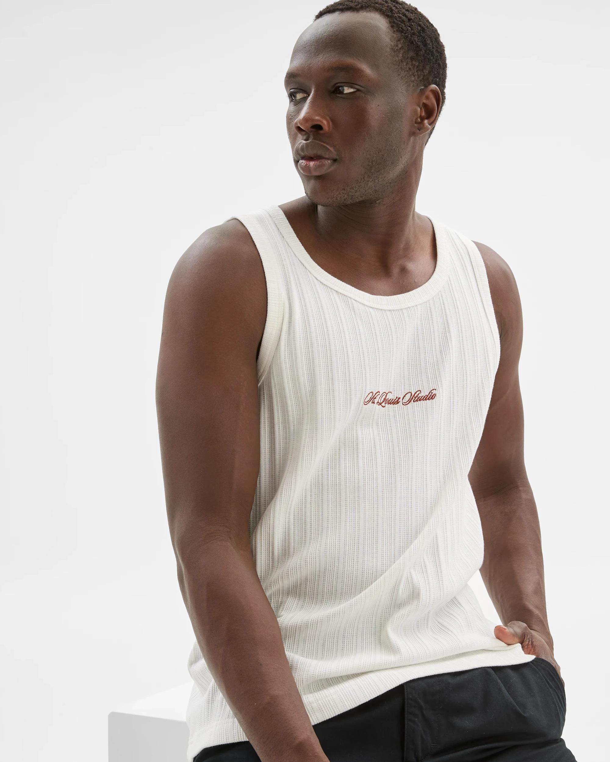 1 Australian Cotton Blend Ribbed Tank Top - Commons WHITE, 1 of 6