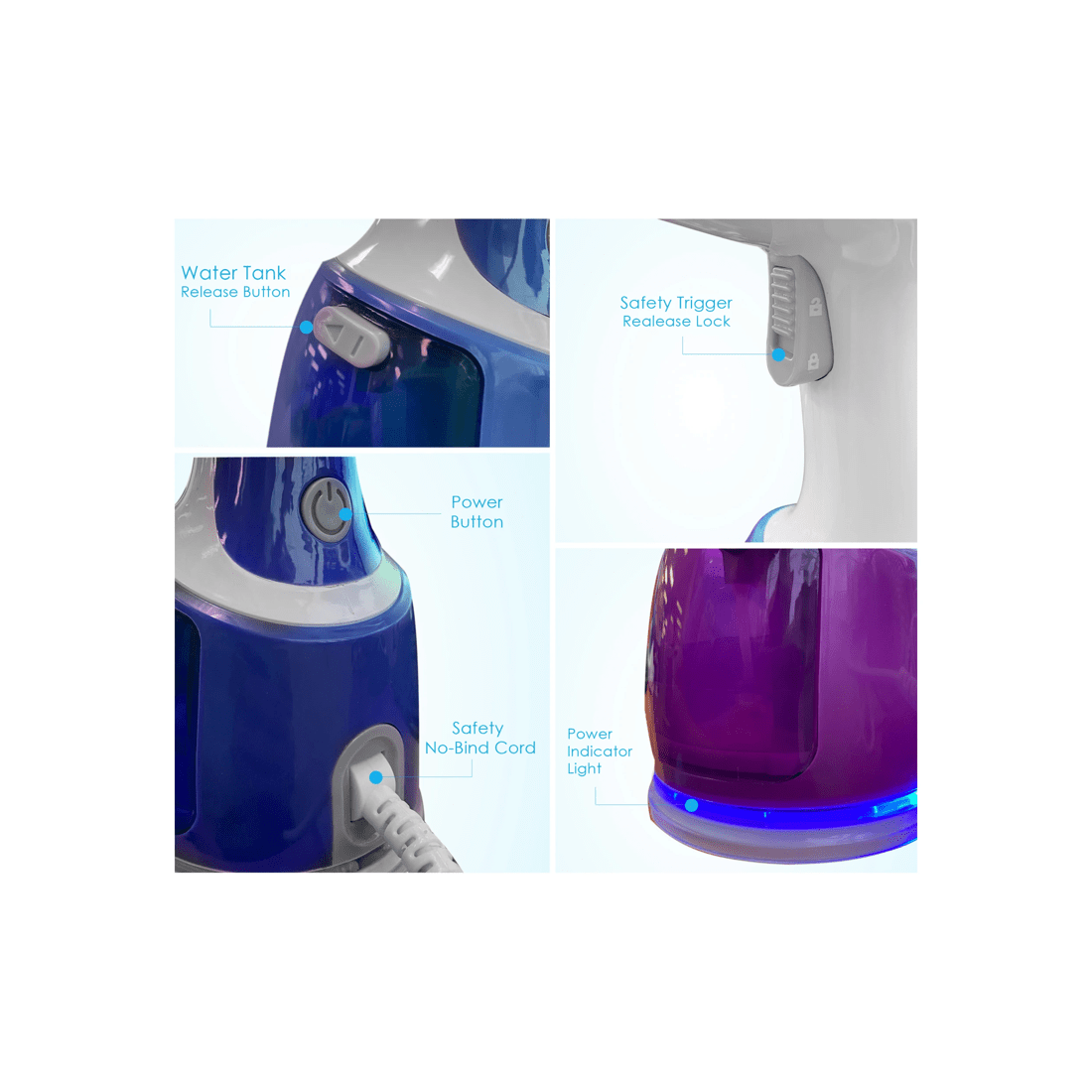 7 TODO 1700W Power Garment Steamer Handheld Steam Brush Iron Blue, 7 of 10