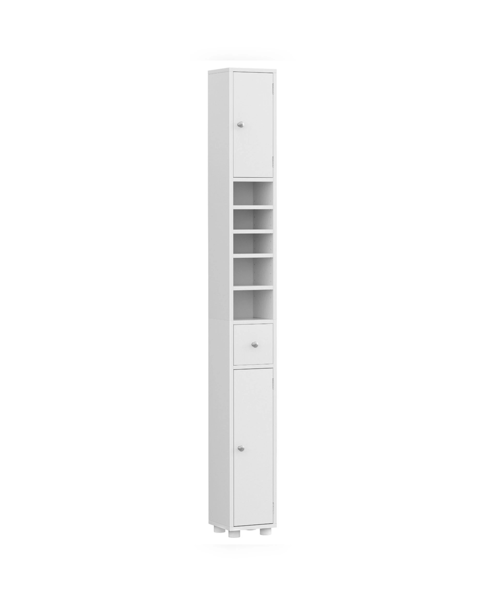 1 Artiss Tall Bathroom Storage Cabinet 180cm Slim Linen Tower Adjustable Shelves Durable Space Saving Organizer - white, 1 of 8