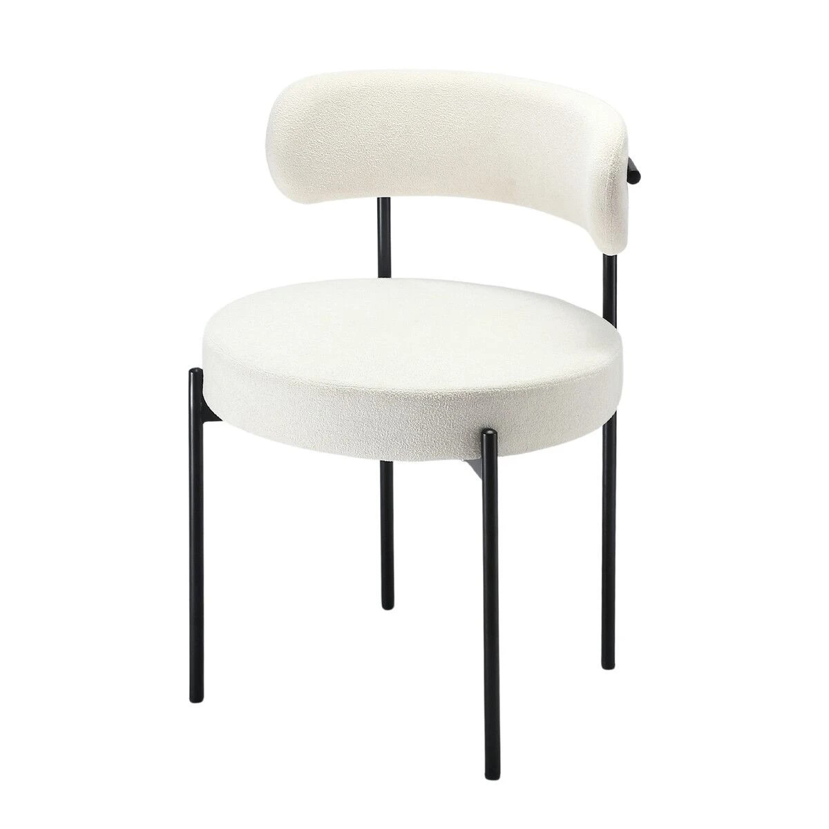 5 Ausway 2pcs Dining Chair Set Round Upholstered Boucle, 5 of 5