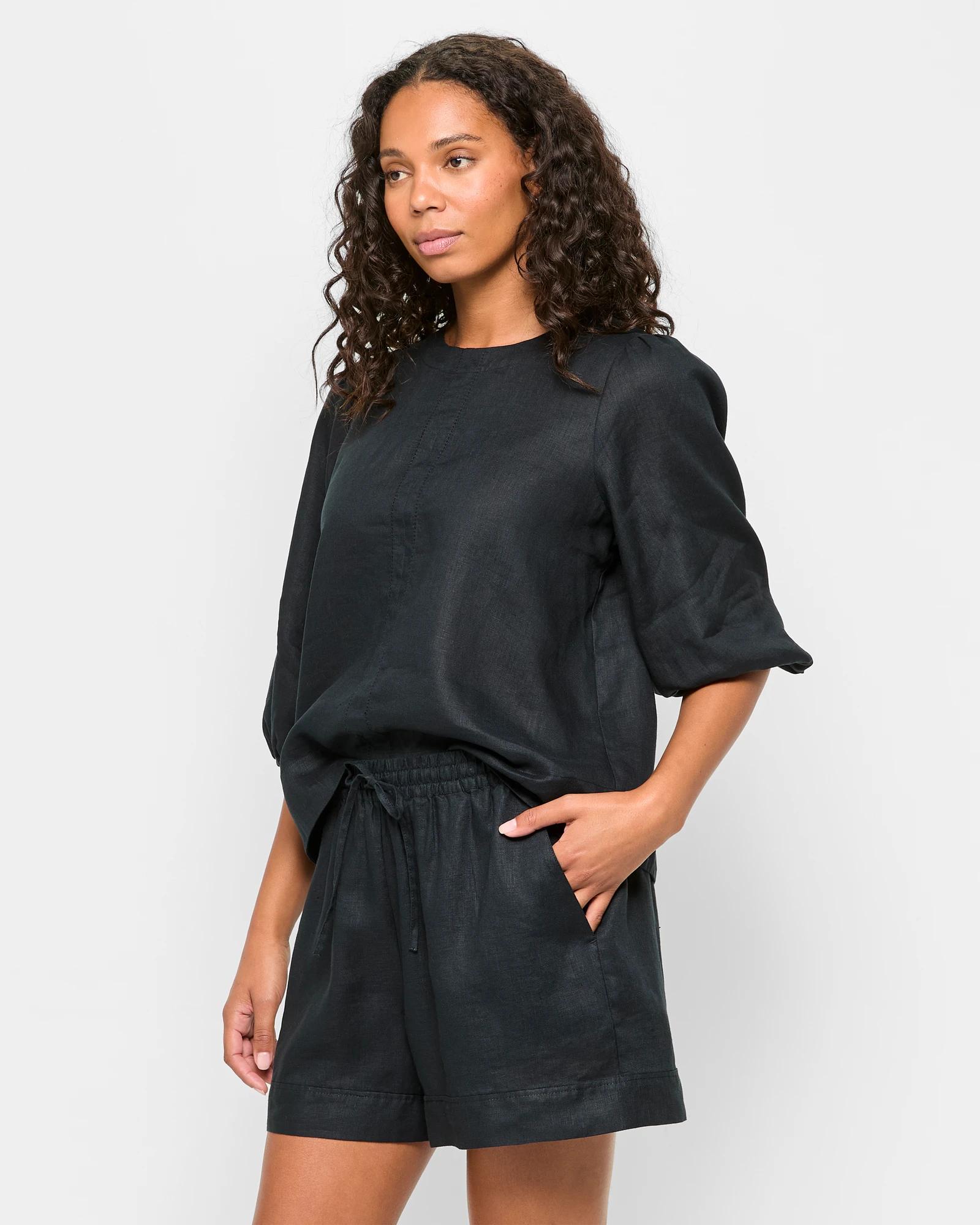 3 Target European Linen Shorts BLACK, 3 of 5