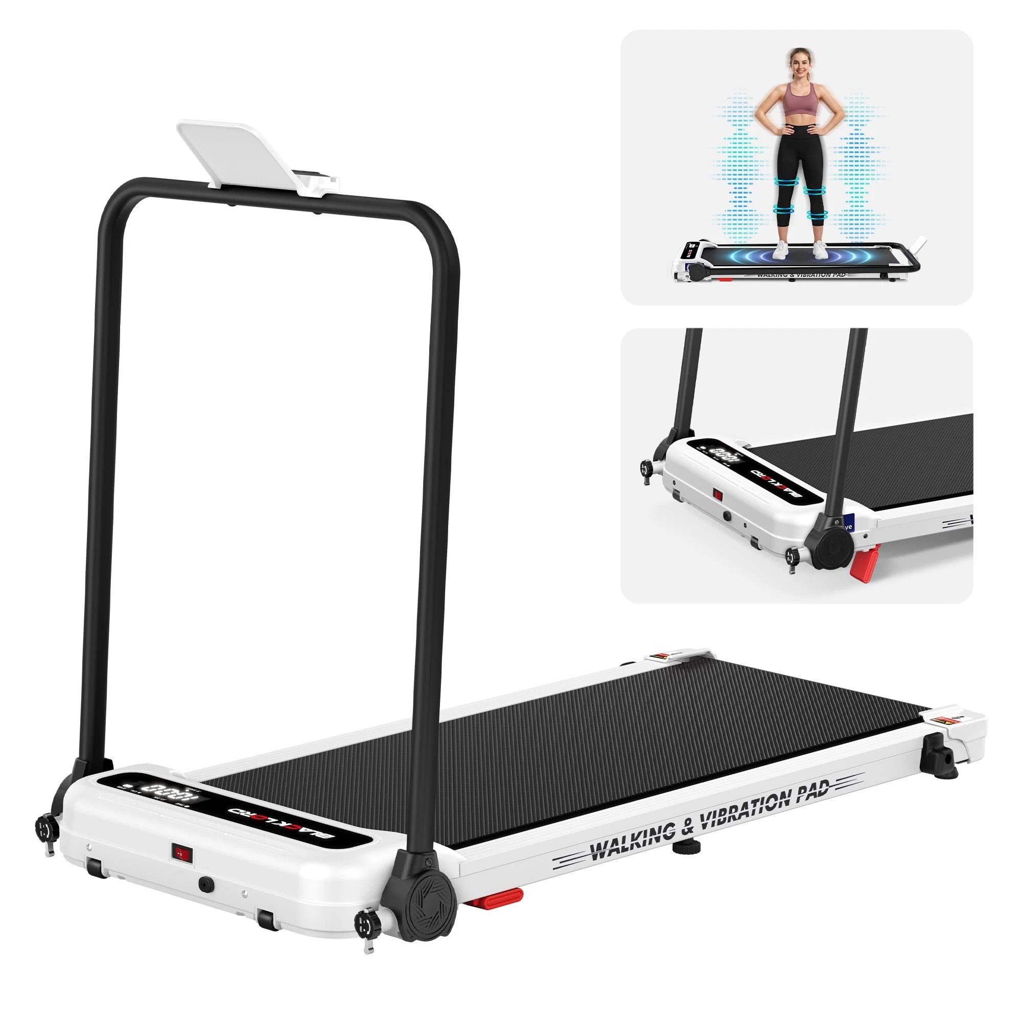 1 Black Lord Treadmill 4-in-1 Walking Vibration Pad Incline Foldable Home Gym - White, 1 of 9