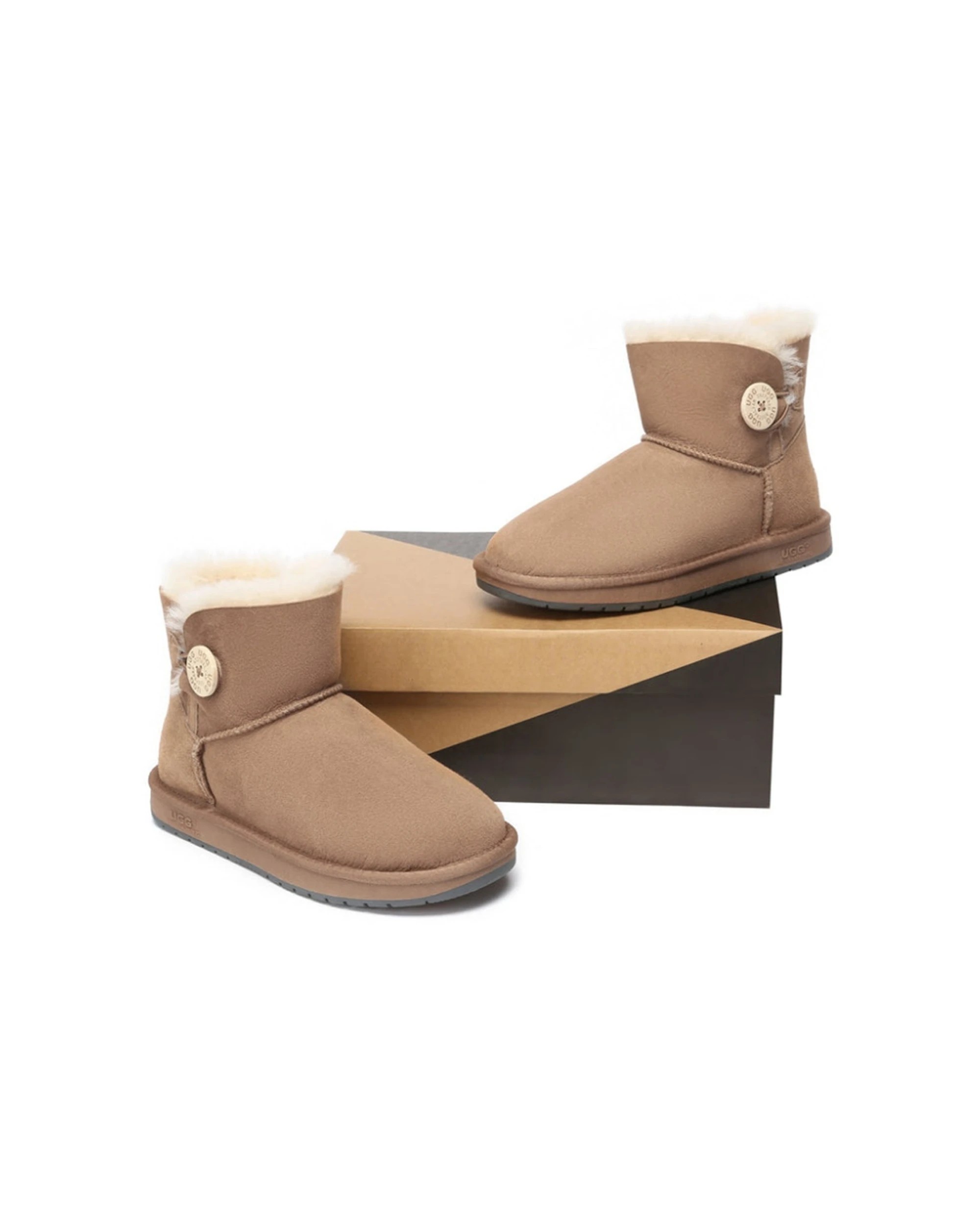 6 Australian Shepherd Ugg Unisex Mini Button Sheepskin Boots Chestnut - 37 - Brown, 6 of 6