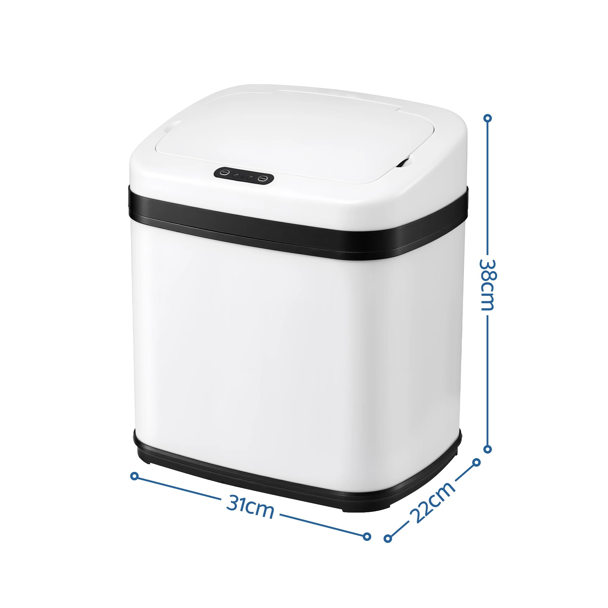 2 Devanti 15L Motion Sensor Bin Touchless Bins Soft-Close Rubbish Trash Can - White, 2 of 9