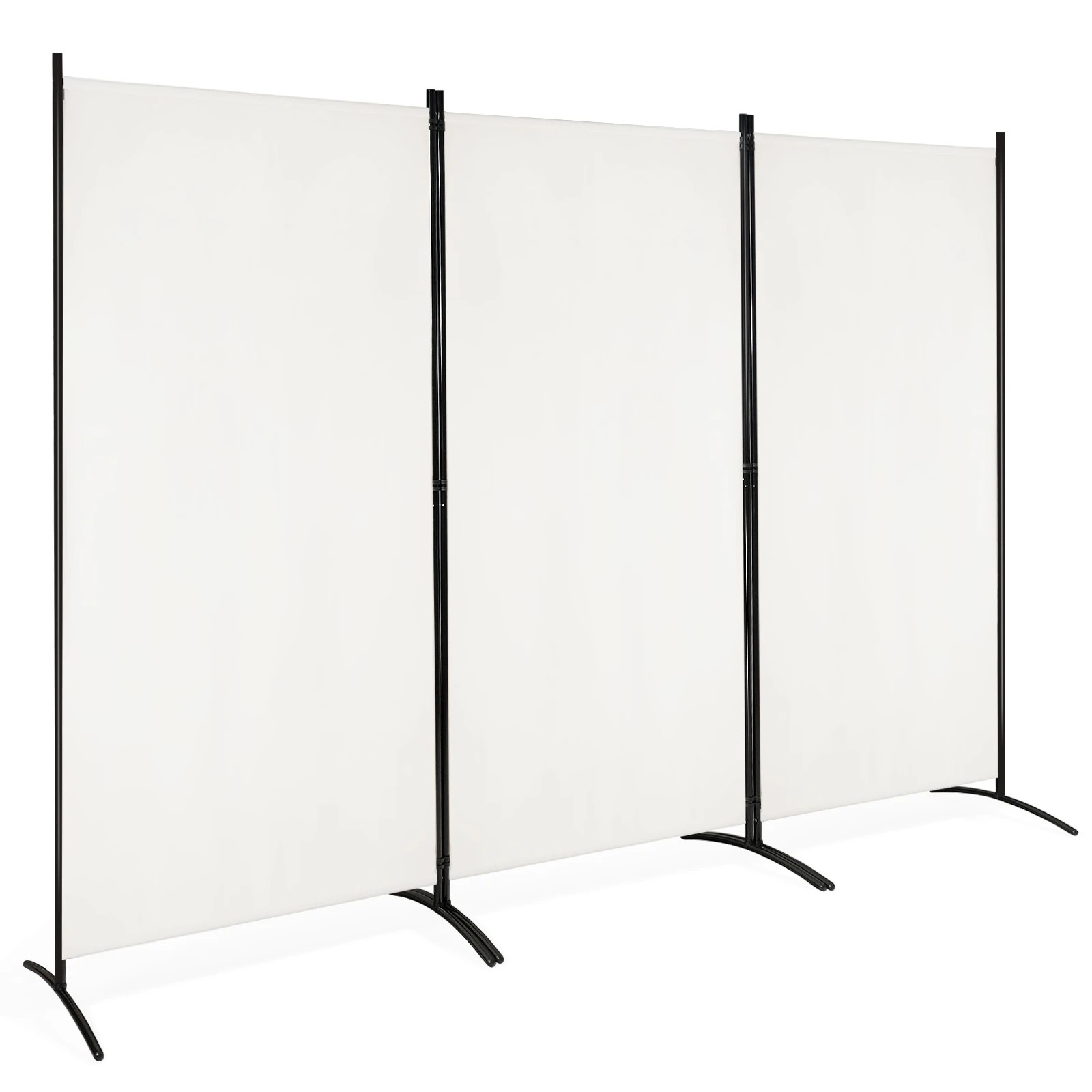 1 Costway 3 Panel Room Divider Folding Privacy Screen Wall Partition Stand Living Bedroom - White, 1 of 3