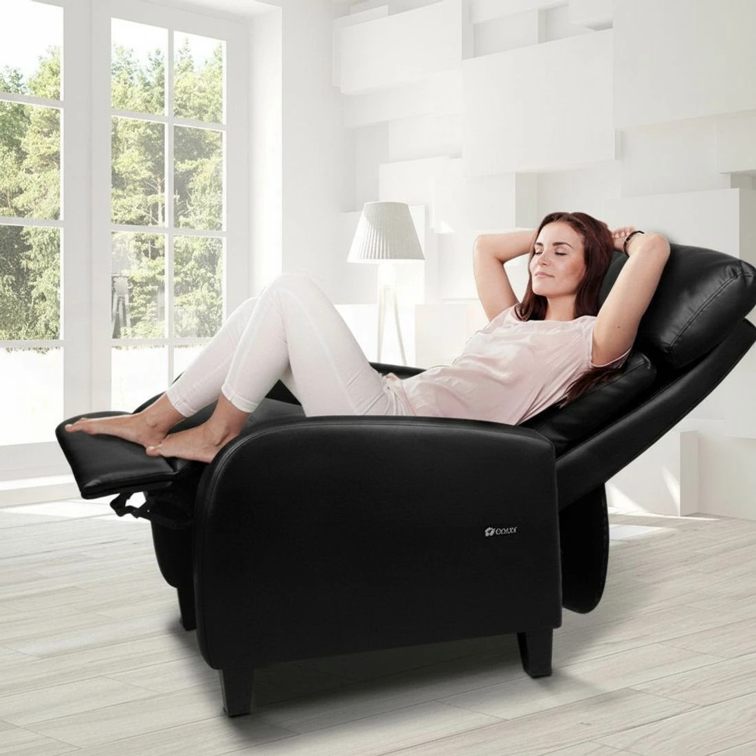 6 Artiss Recliner Chair Sofa Armchair PU - Black, 6 of 6