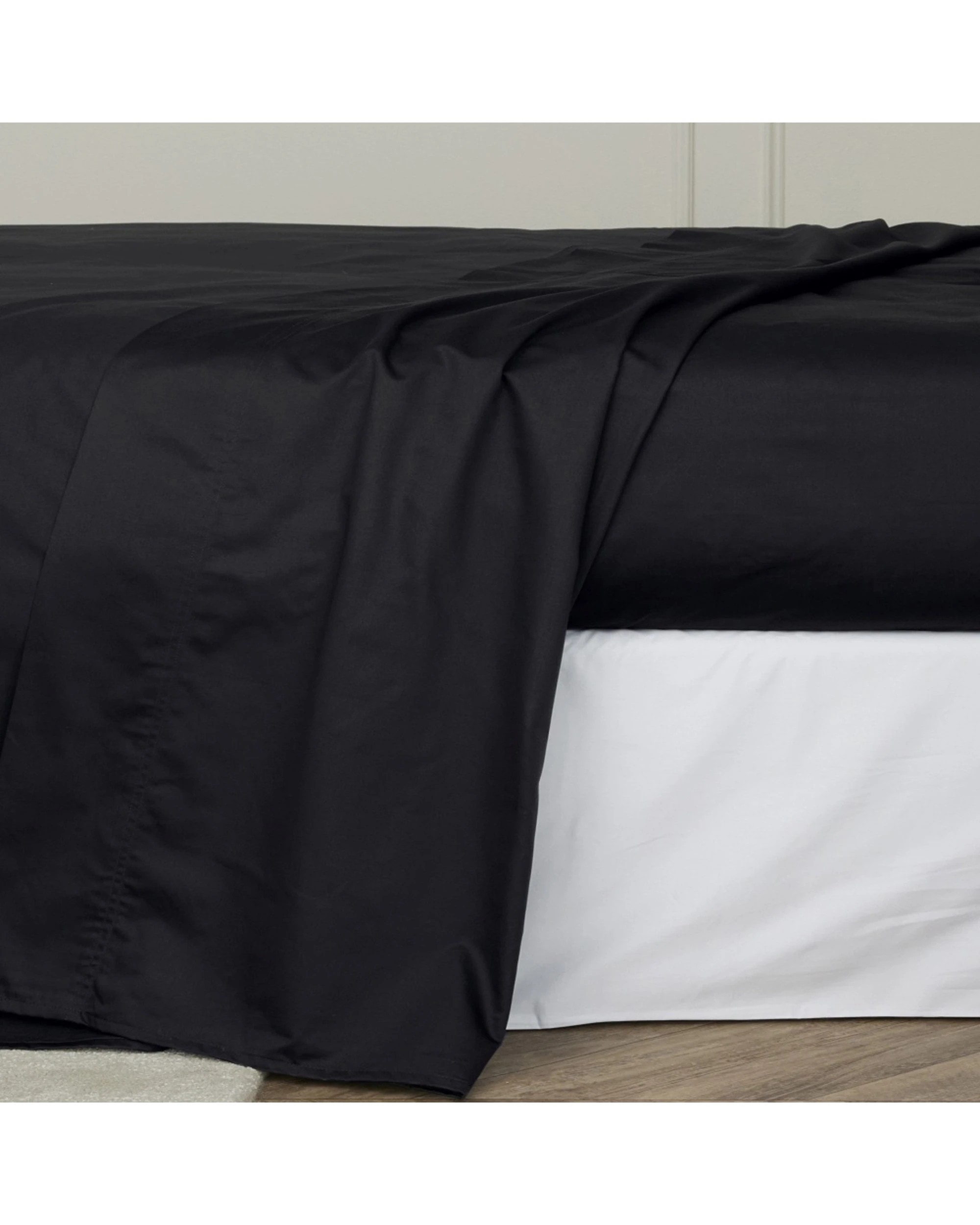 1 Bedding co Flat Sheet 1200TC Egyptian Cotton Luxurious - King Single Bed - Black, 1 of 3