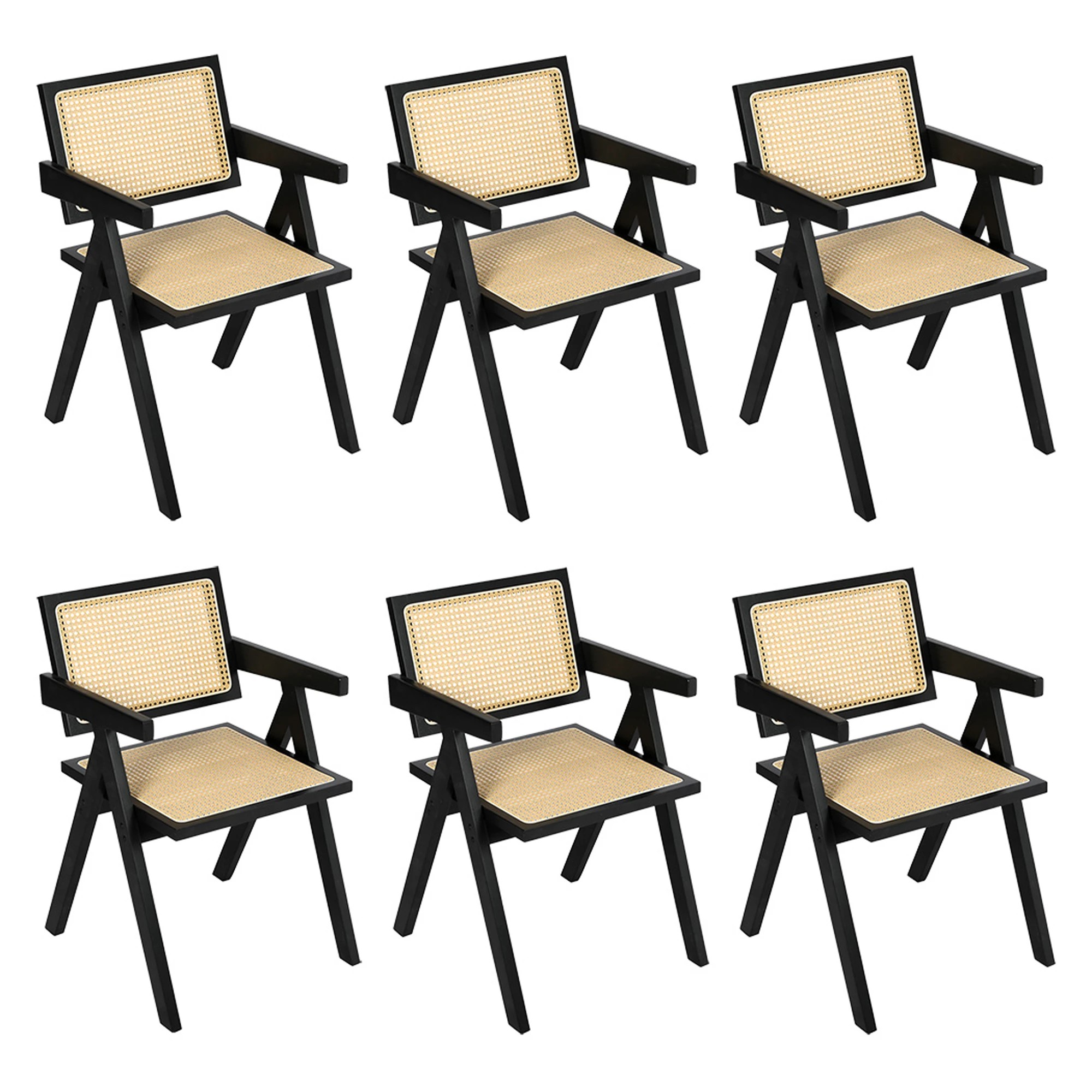 1 Levede 1 Set Of 6 Rattan Dining Chair - Black, 1 of 7