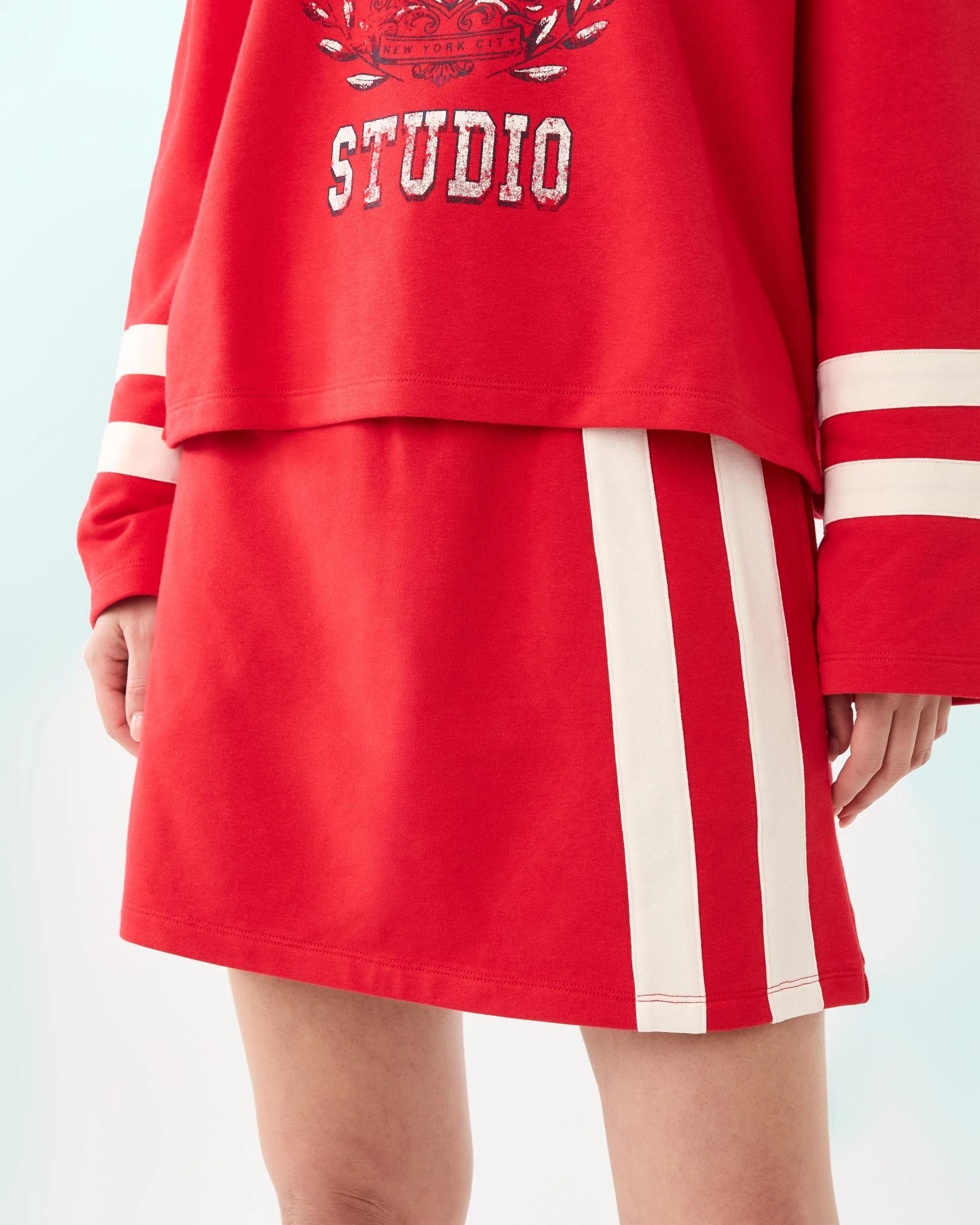 2 French Terry Stripe Skirt Strawberry, 2 of 6