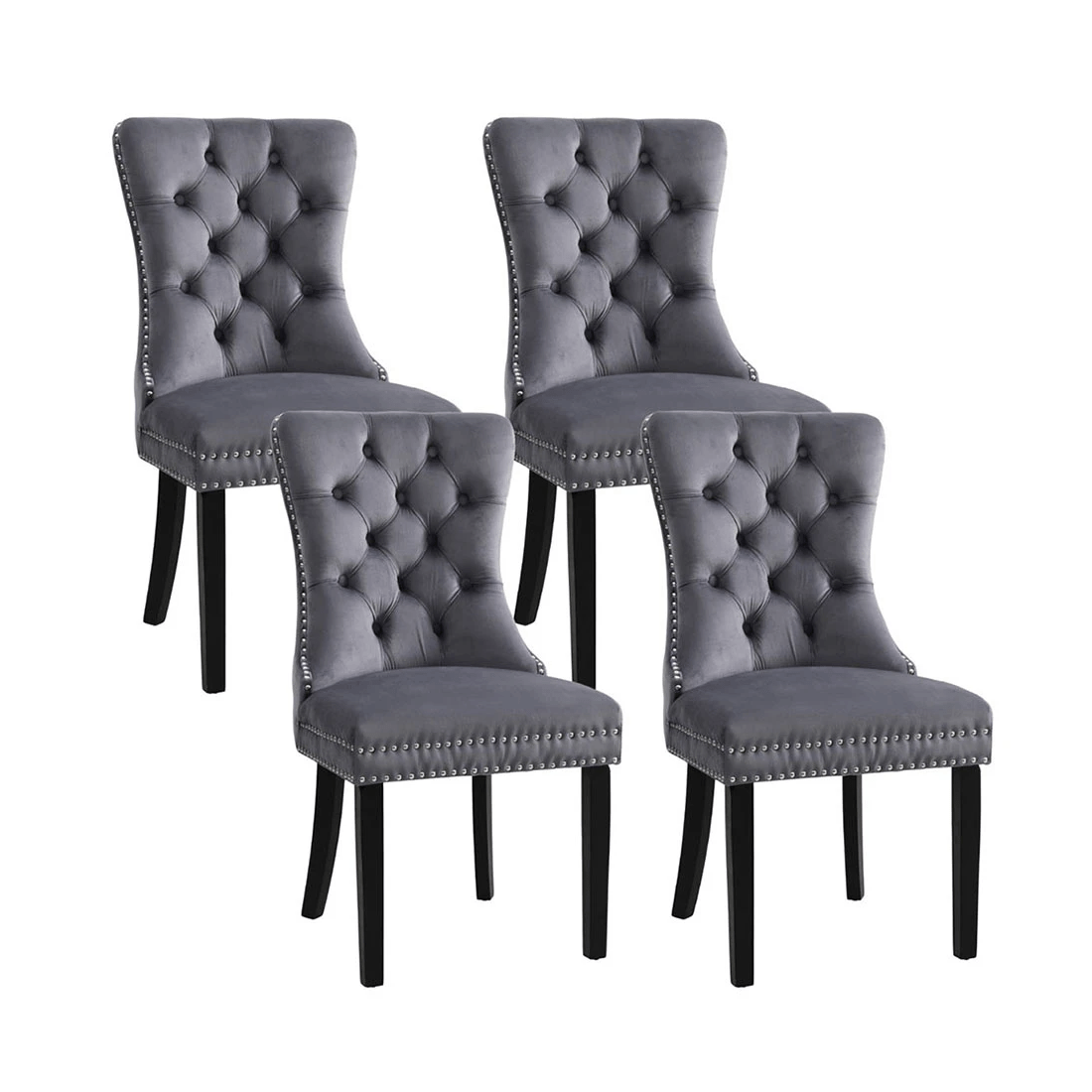 1 1 Set of 4 Artiss Dining Chairs Velvet - Grey, 1 of 6