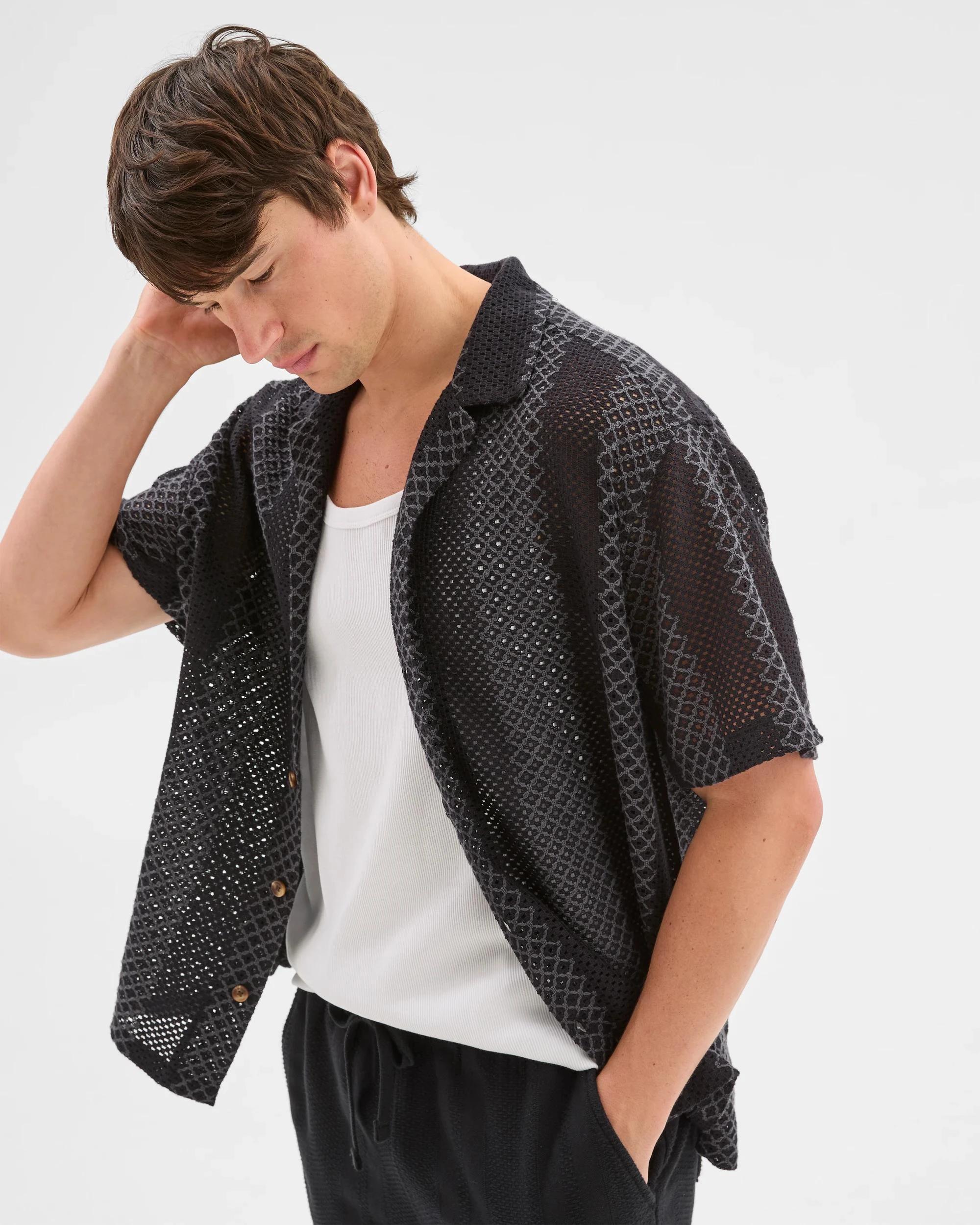 3 Australian Cotton Blend Woven Shirt - Commons BLACK, 3 of 7