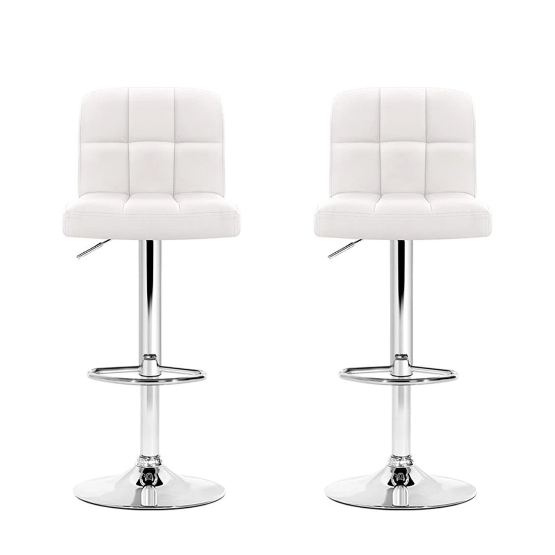 4 Artiss 2x Bar Stools Leather Gas Lift - White, 4 of 8