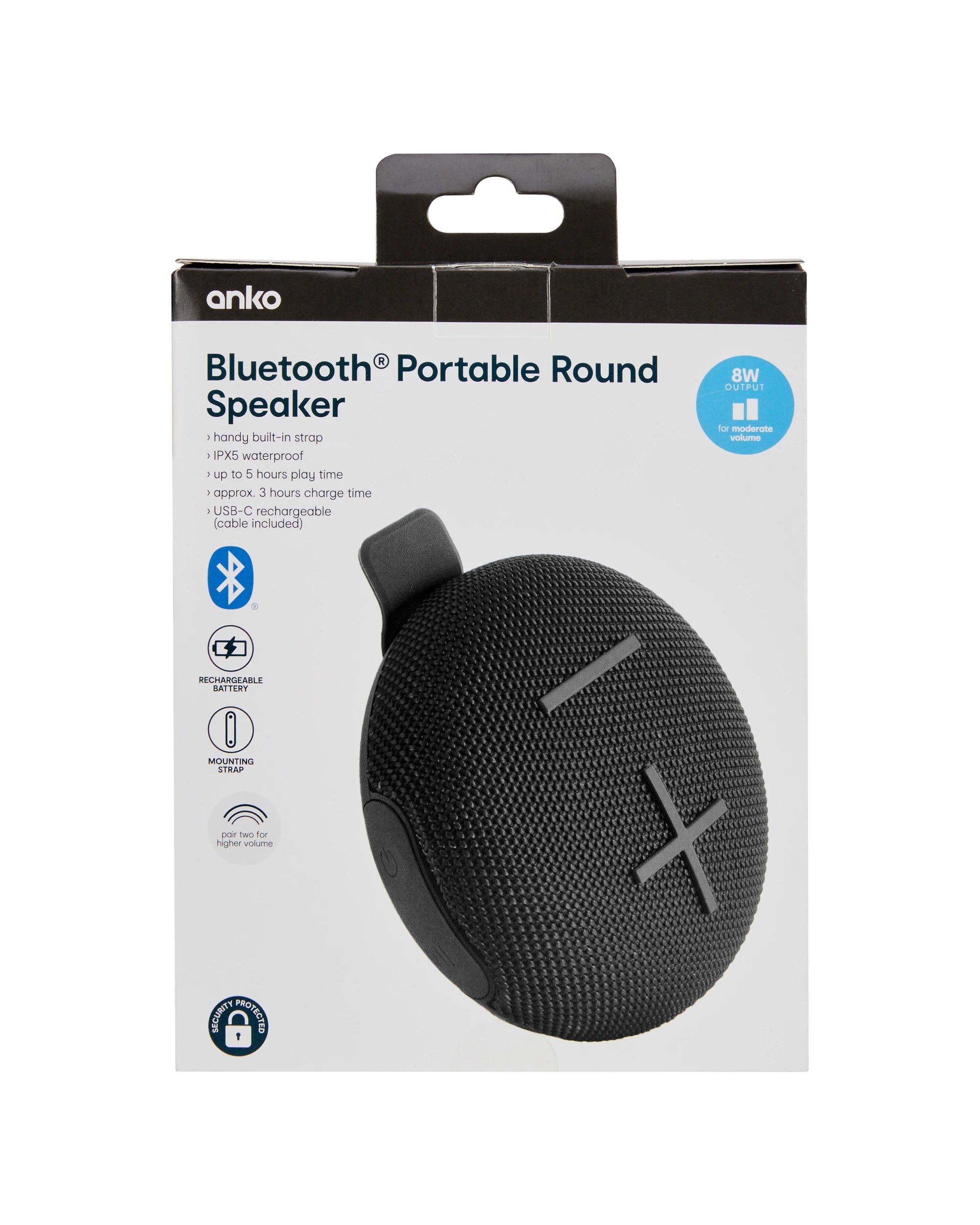 9 Portable Round Speaker - Black, 9 of 9