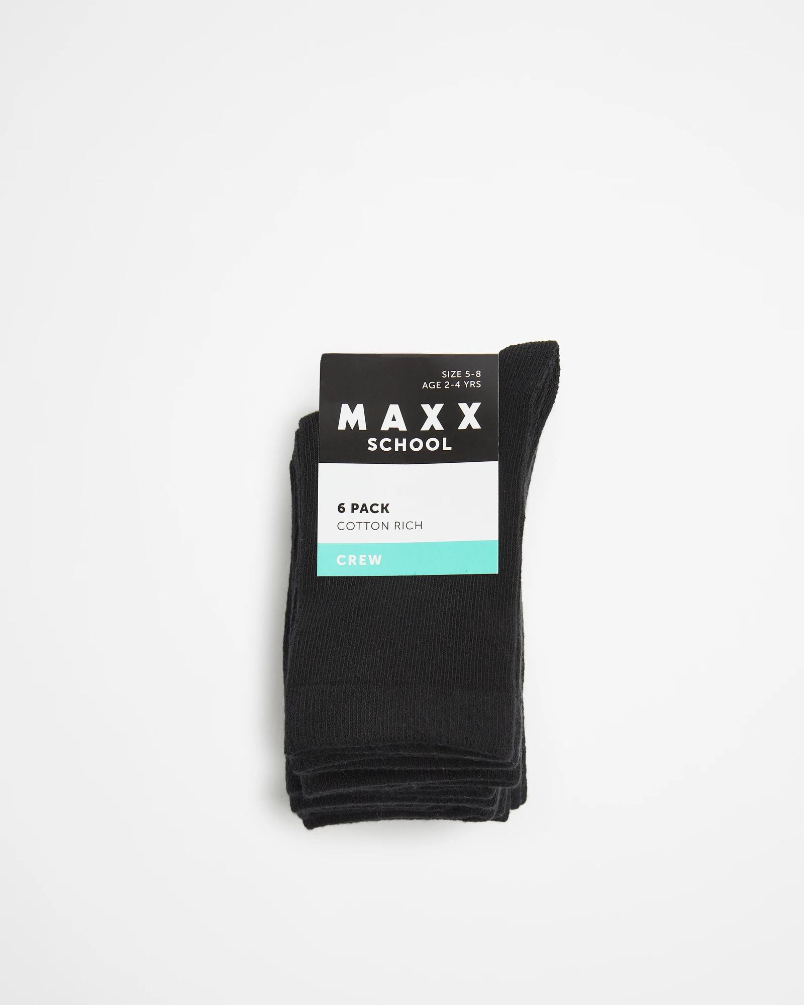 3 Maxx School Crew Socks 6 Pack BLACK, 3 of 3