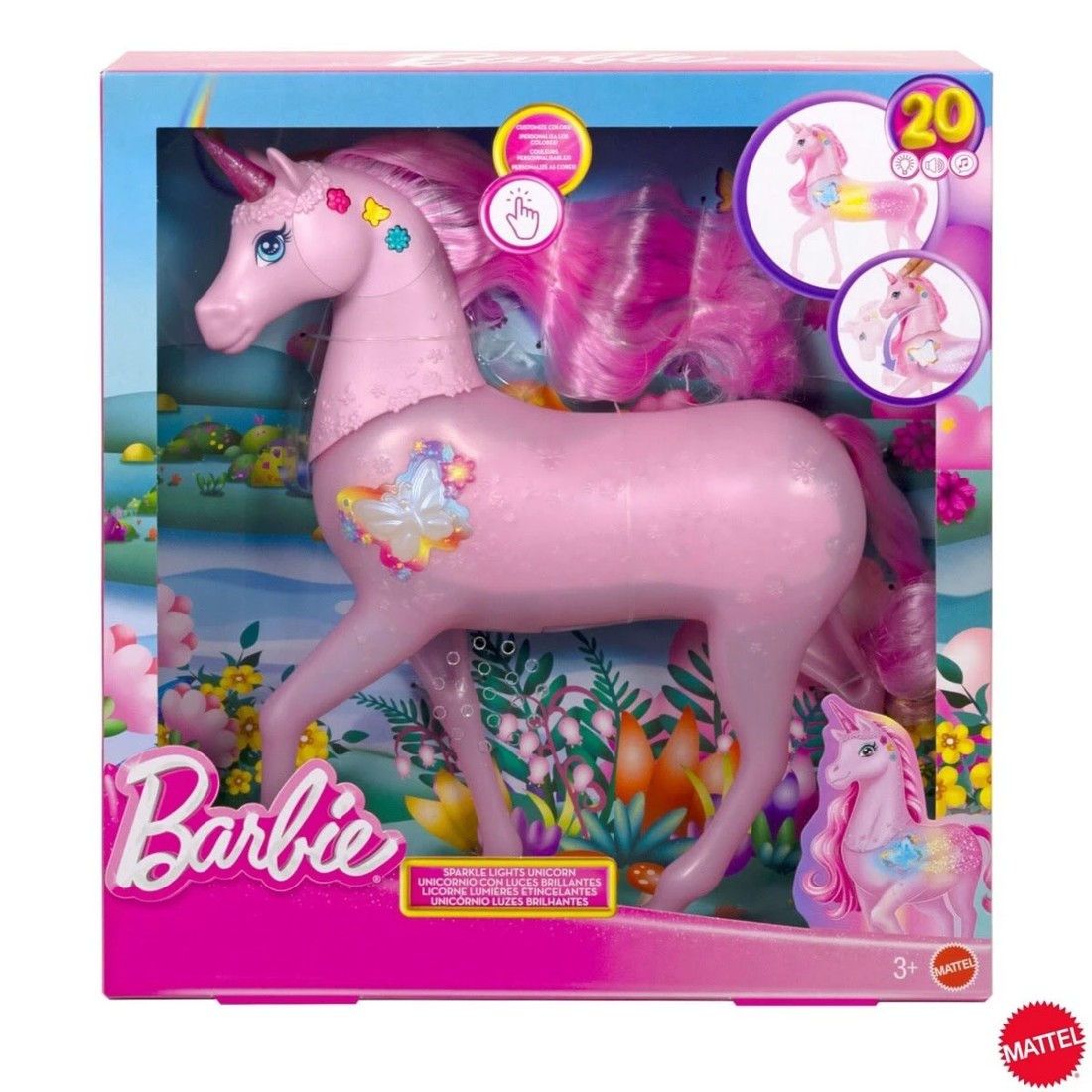 1 Barbie Sparkle Lights Unicorn Toy, 1 of 6