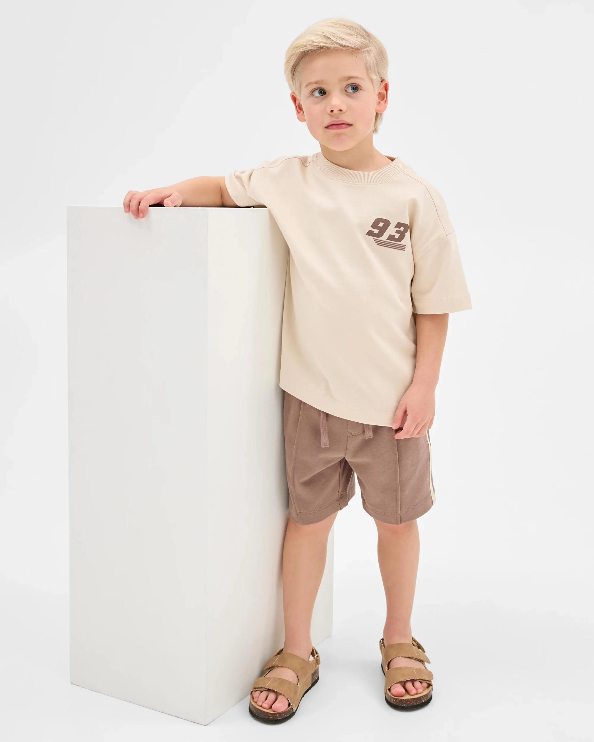 1 Target Kids Australian Cotton T-Shirt and Short 2 Piece Set BROWN, 1 of 6