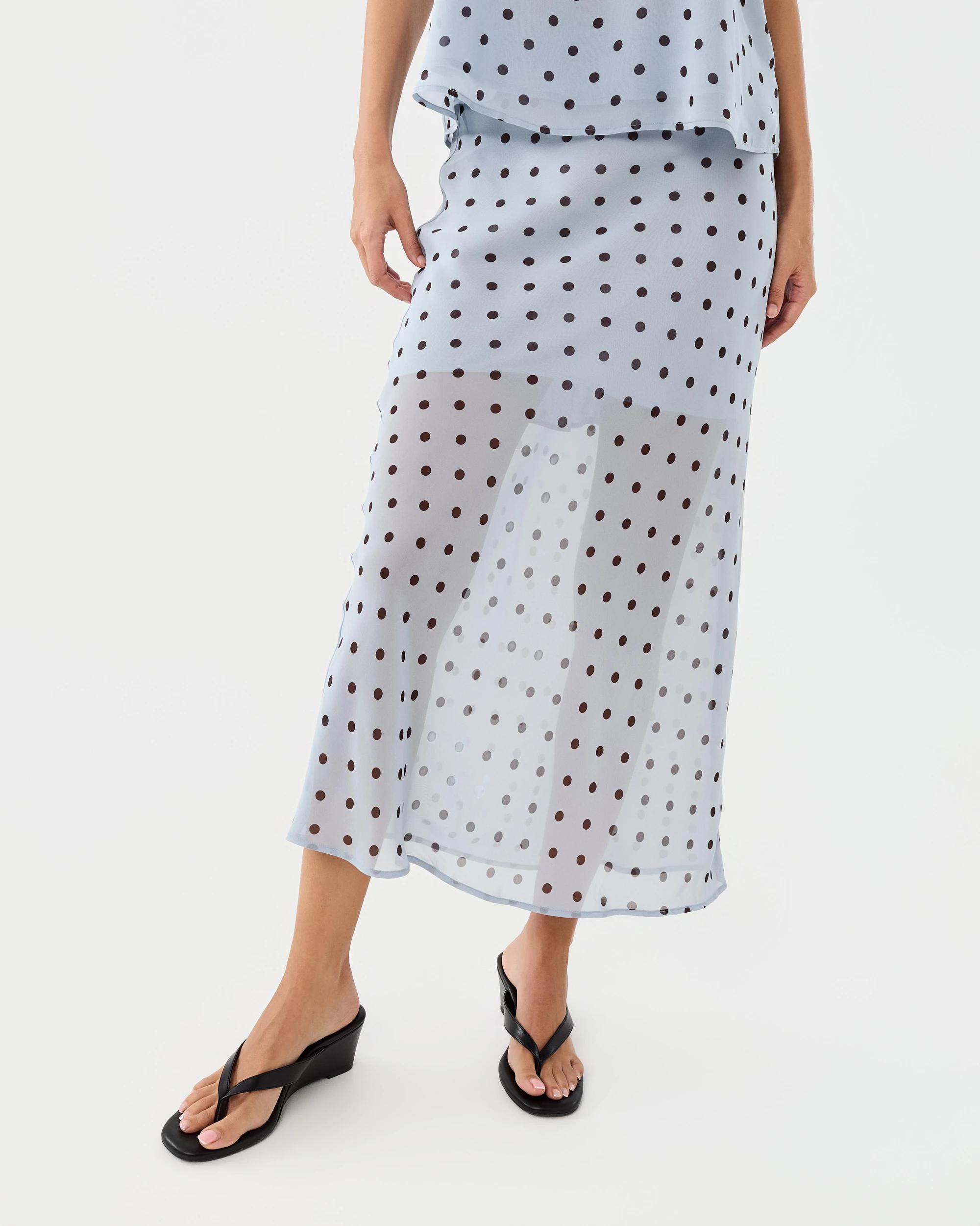 1 Chiffon Maxi Skirt Blue Spot, 1 of 7