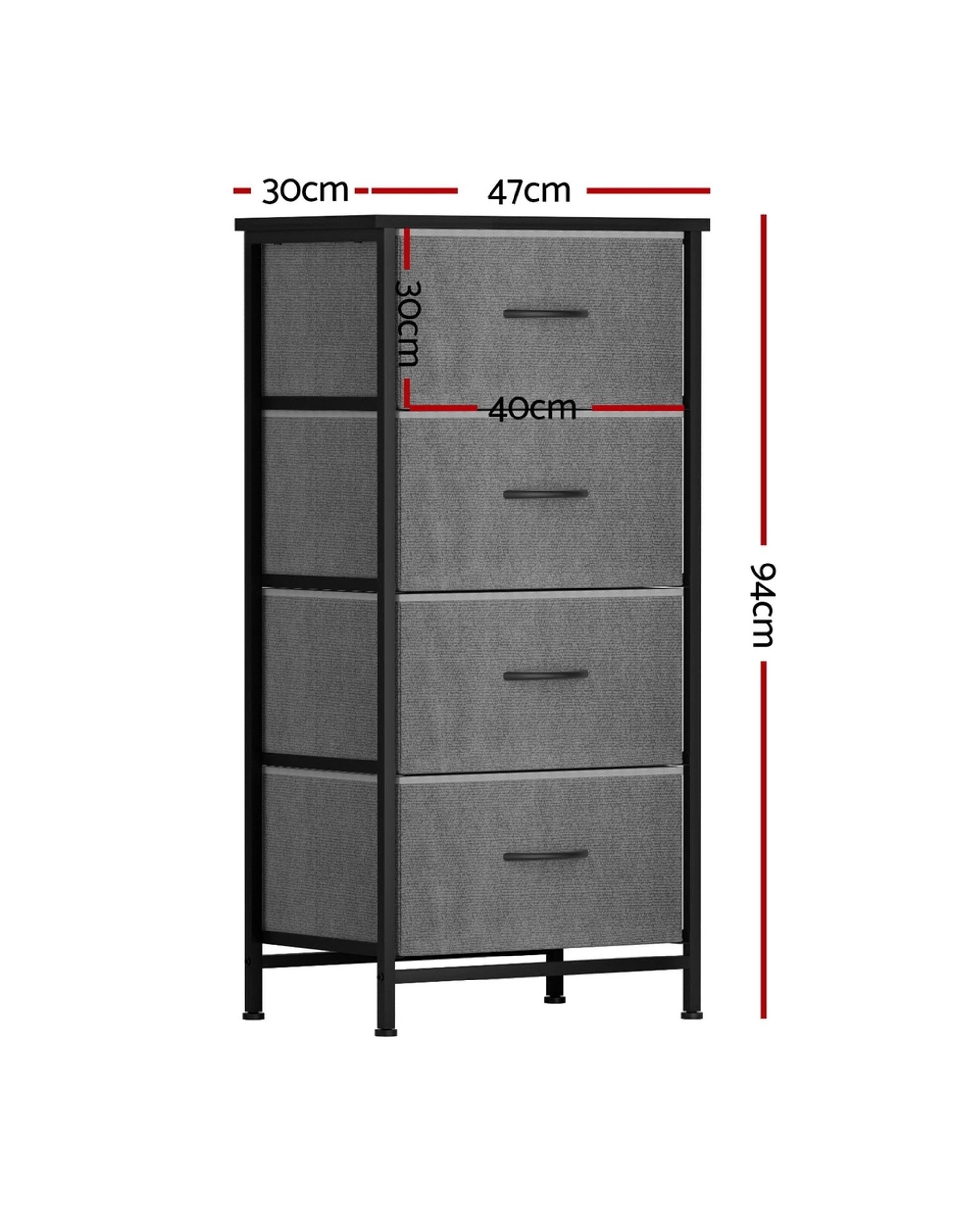 2 Artiss Chest of 4 Drawers Storage Dresser Tallboy - Grey, 2 of 8