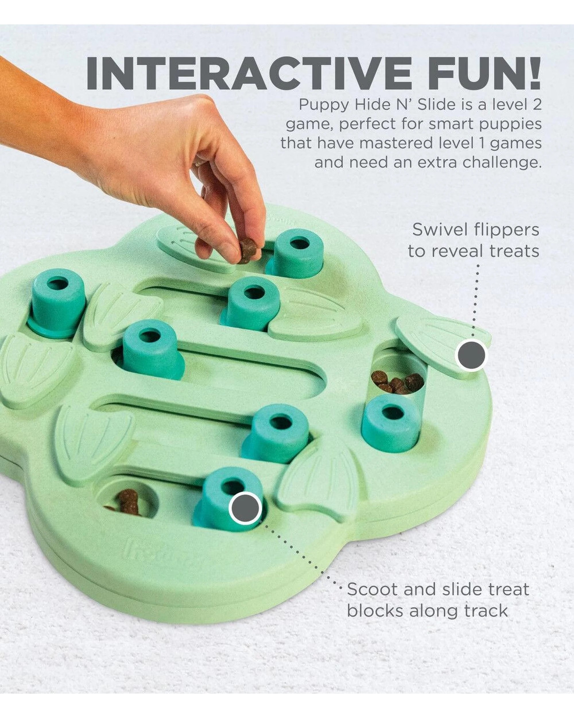 4 Outward Hound Nina Ottosson Puppy Hide N Slide Treat Dispenser Dog Toy Green, 4 of 8