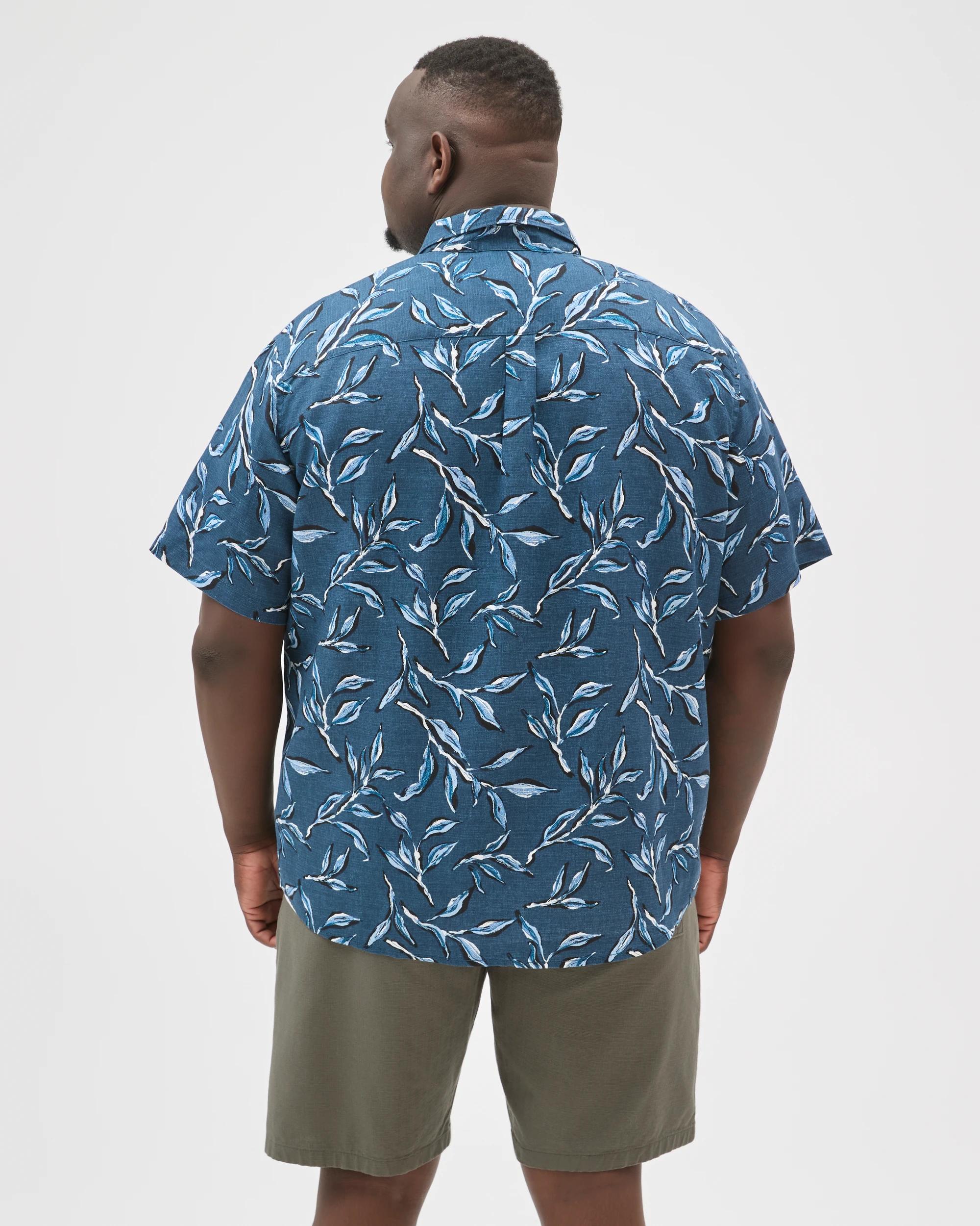 5 Target Man Plus Size European Linen Short Sleeve Print Shirt NAVY, 5 of 5