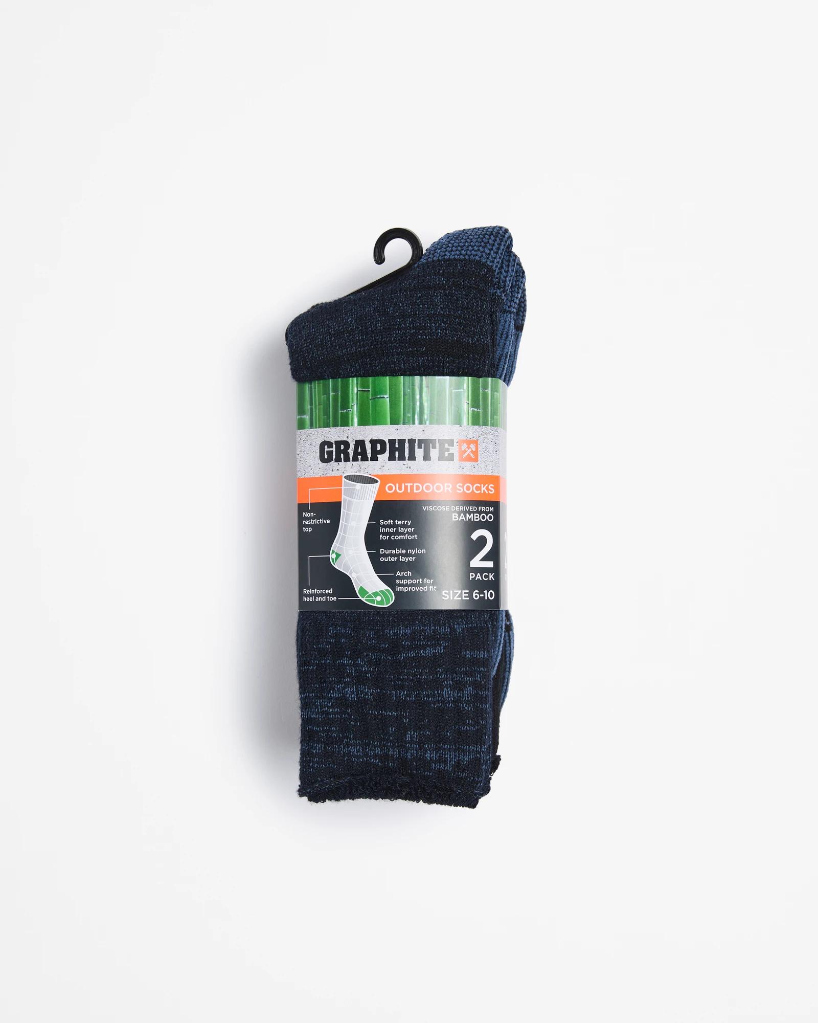 3 2 Pack Bamboo Outdoor Socks - Graphite BLACK/BLUES, 3 of 3