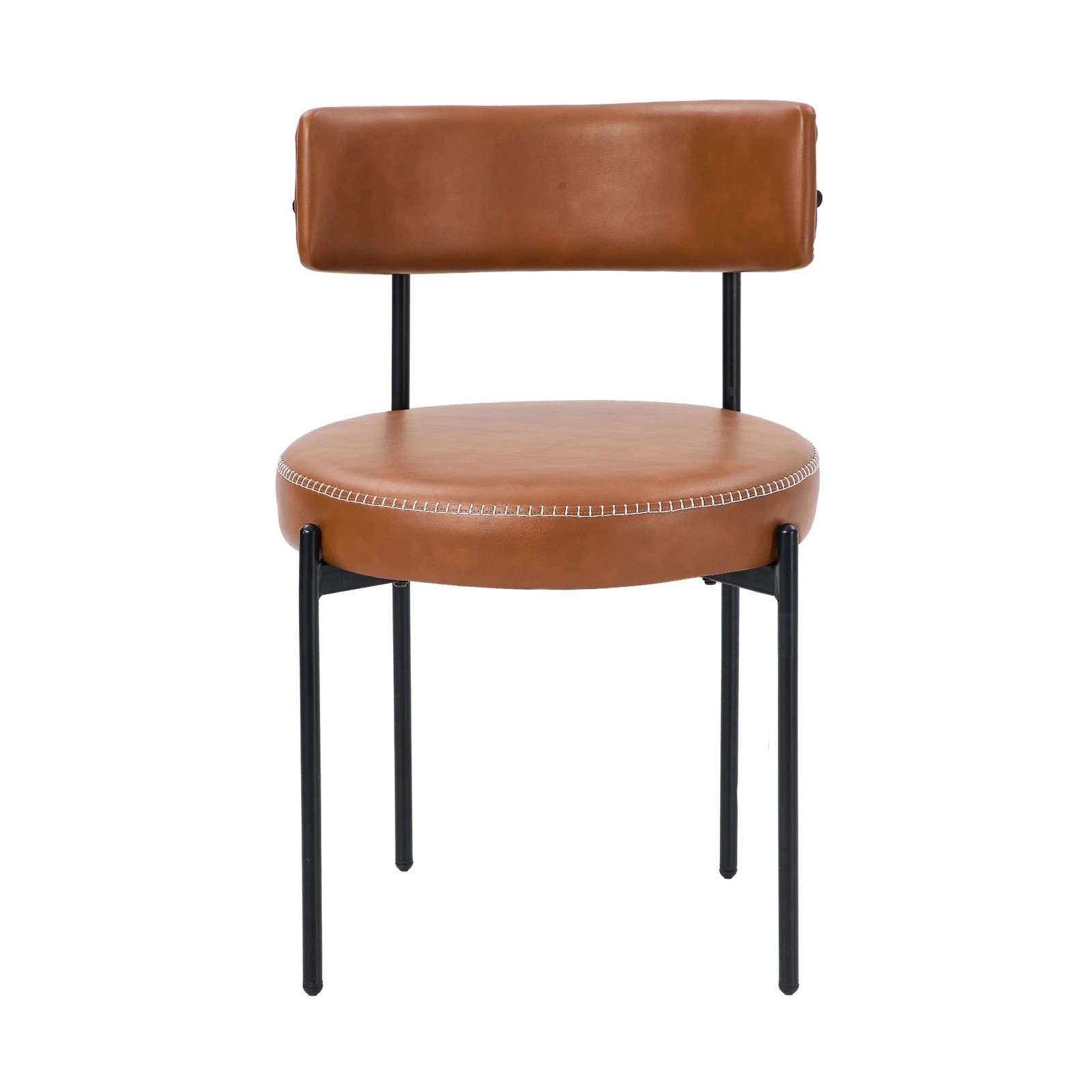 6 Oikiture 2x Dining Chair Round Kitchen Lounge Seats PU Leather - Brown, 6 of 9