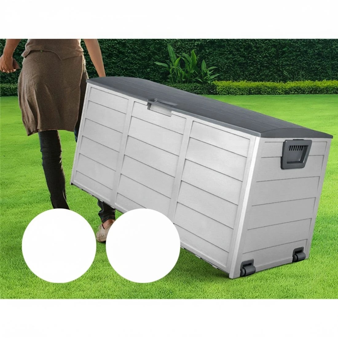 8 Gardeon Outdoor Storage Box 290L Lockable Organiser Garden Deck Shed Tool - Grey, 8 of 8