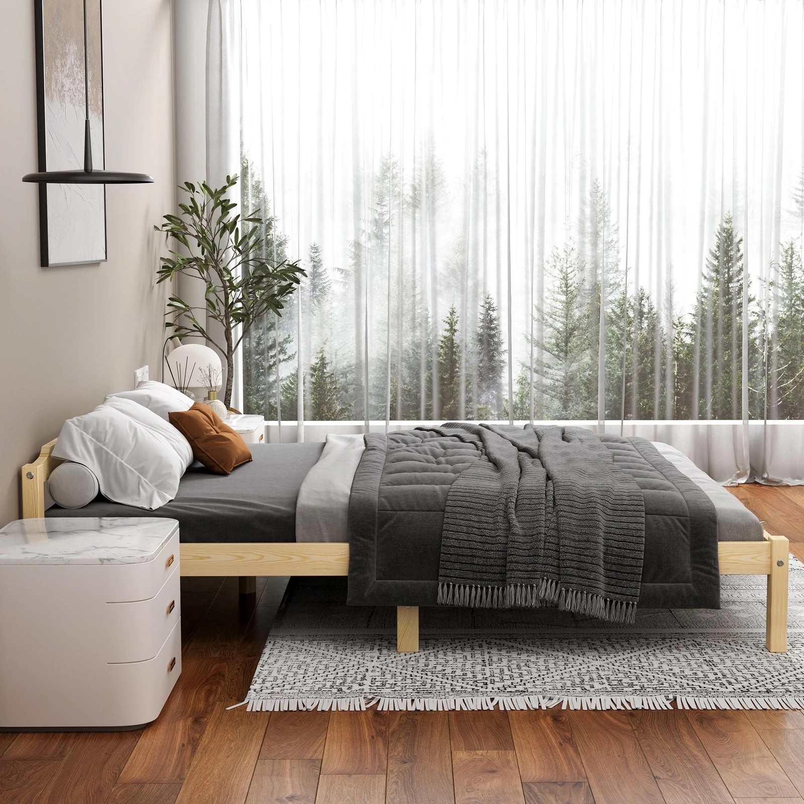 4 Alfordson Bed Frame Wooden Timber Queen Size Mattress Base Platform Beatrix - Natural, 4 of 10