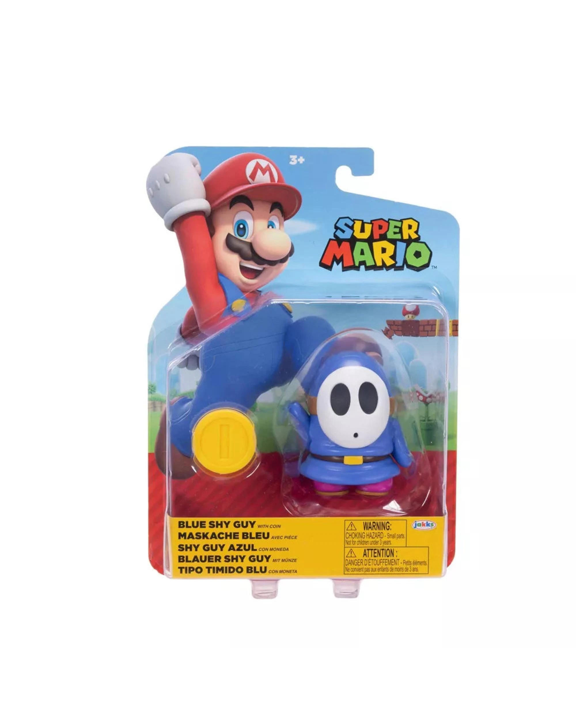1 World Of Nintendo Super Mario 4 inch Figure Blue Shy Guy With Coin, 1 of 5