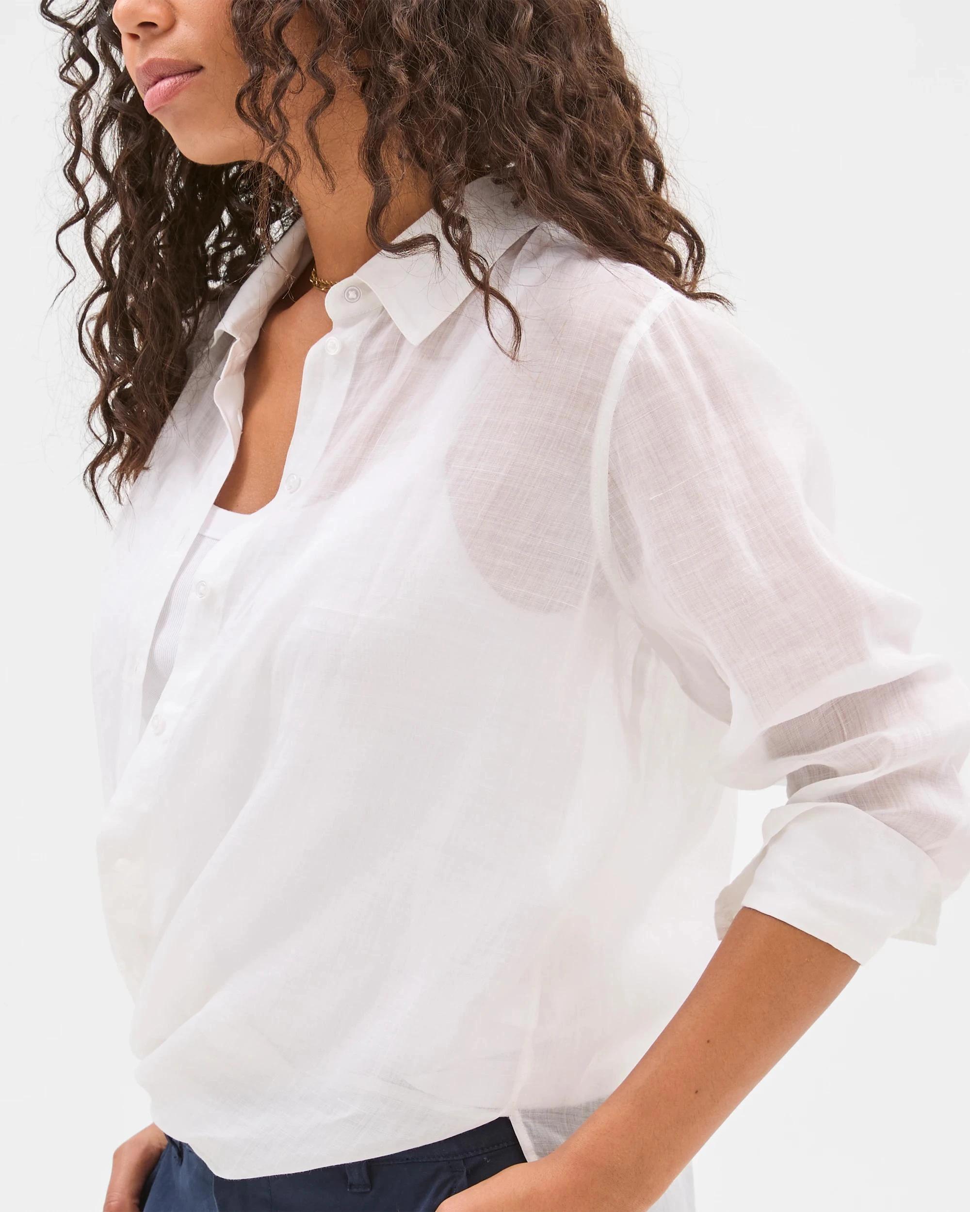 5 Target Woman Long Sleeve Ramie Shirt WHITE, 5 of 7