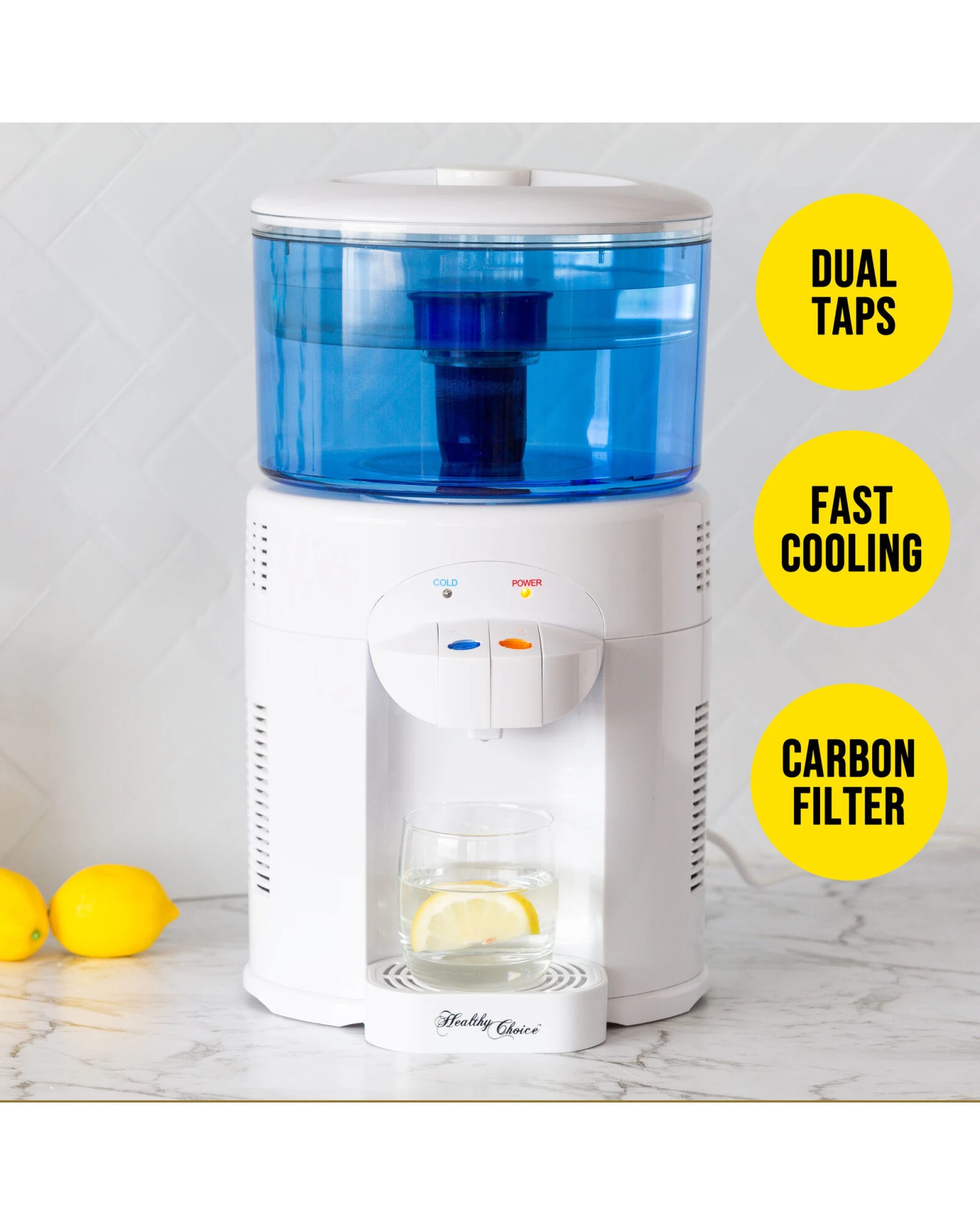 6 Lenoxx 5l Bench Top Water Cooler Filter Dispenser Chiller Cooling Cold Dual Tap
 - White, 6 of 7