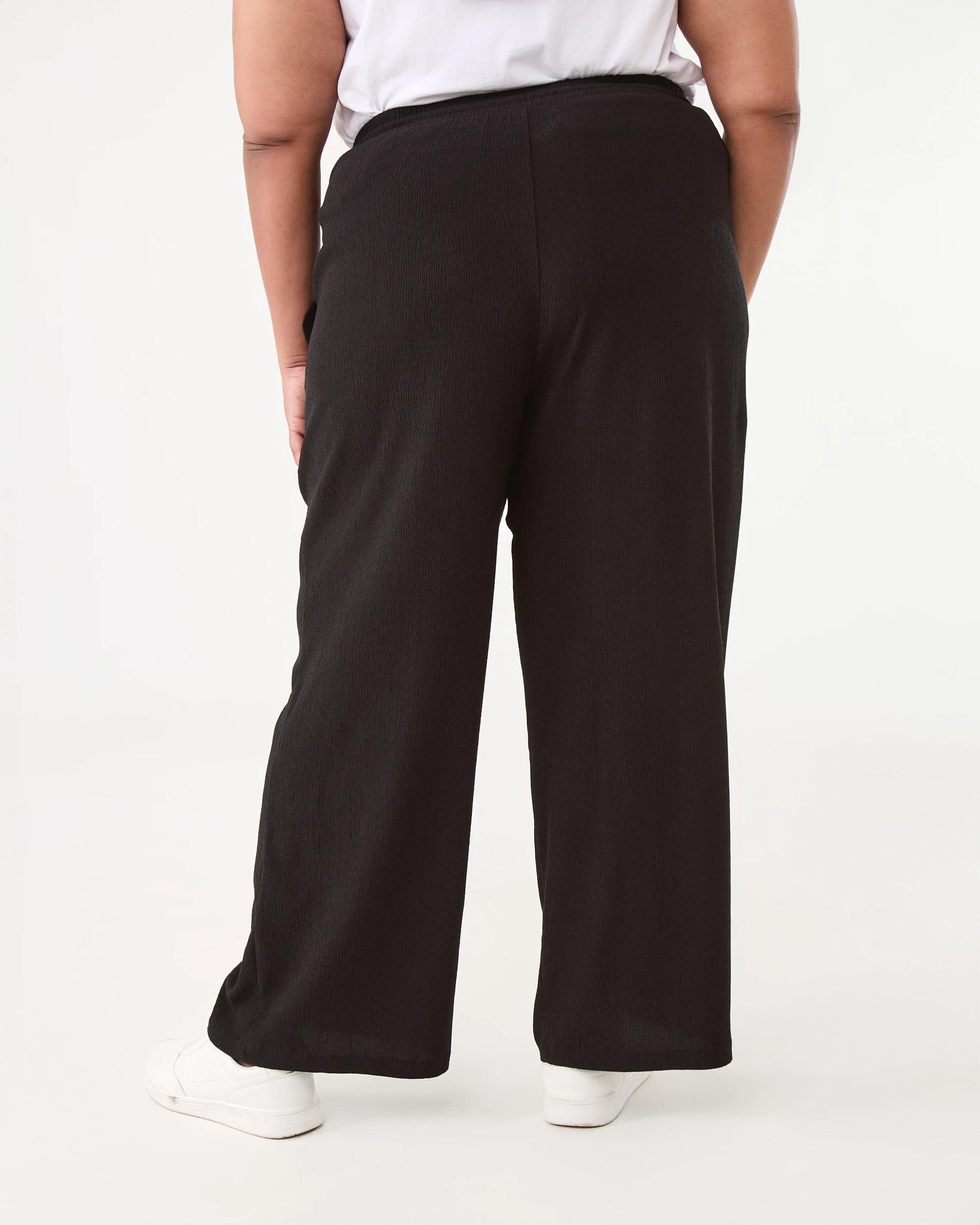 3 Curve Textured Wide Leg Pants Black, 3 of 5