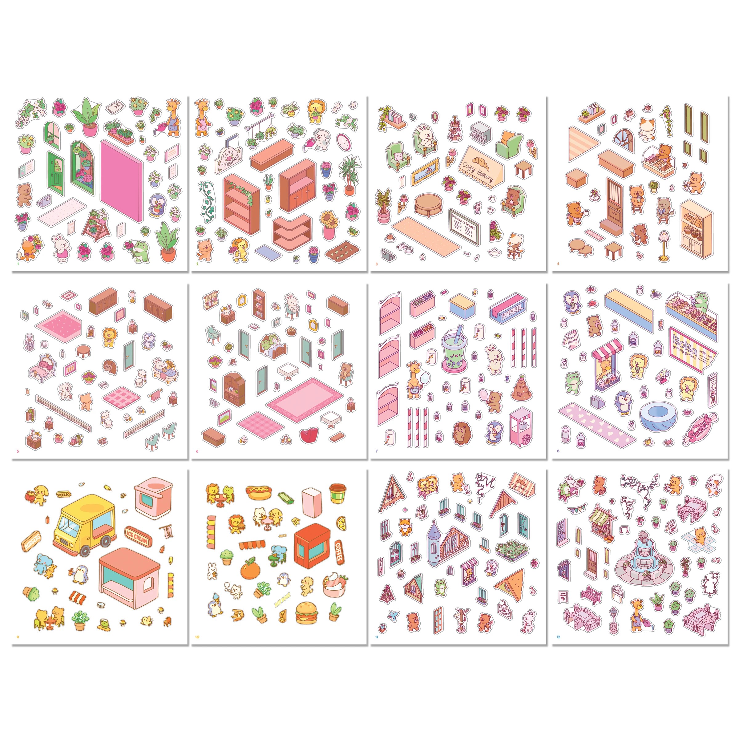 3 Cosy Sticker Worlds: Village Vibes - Book, 3 of 6