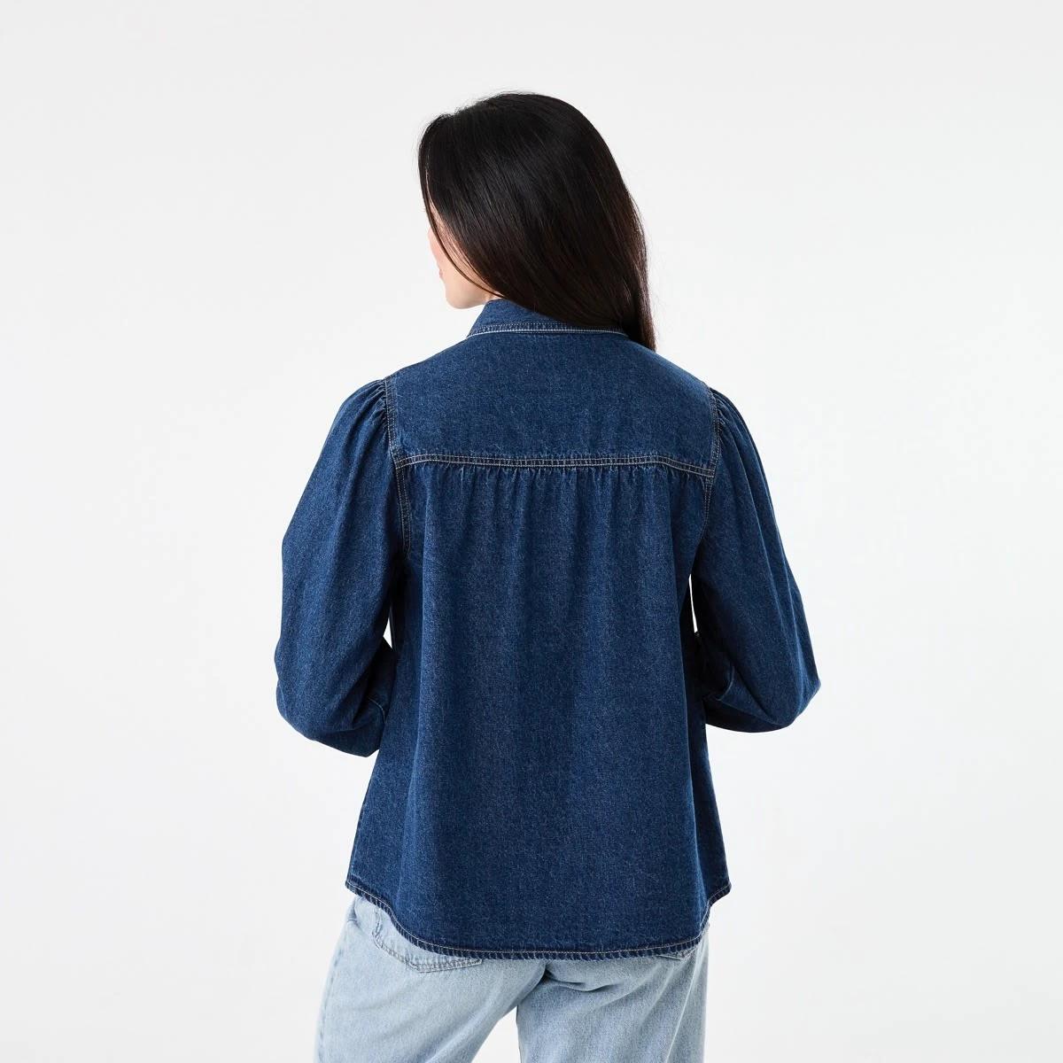 3 Long Balloon Sleeve Top Dark Wash, 3 of 7