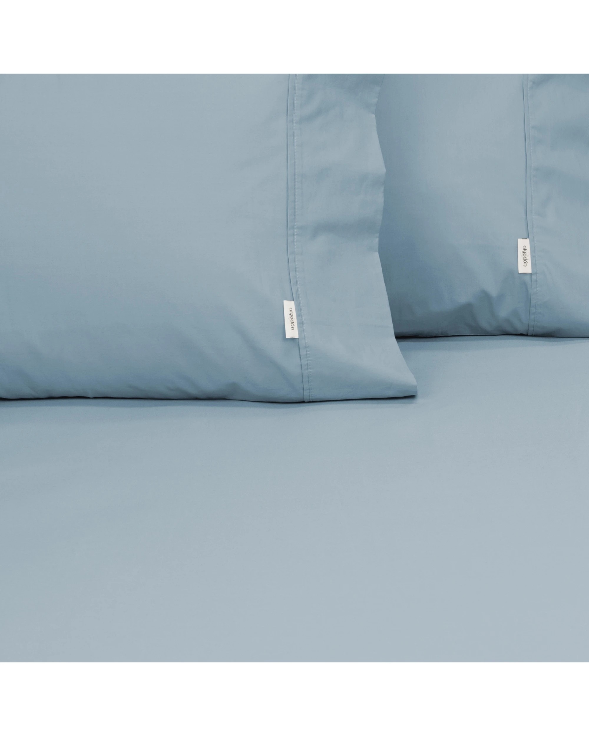 2 Algodon Combo 300TC Cotton Fitted Bed Bedding Sheet Set Faded Denim - King Bed - Blue, 2 of 3