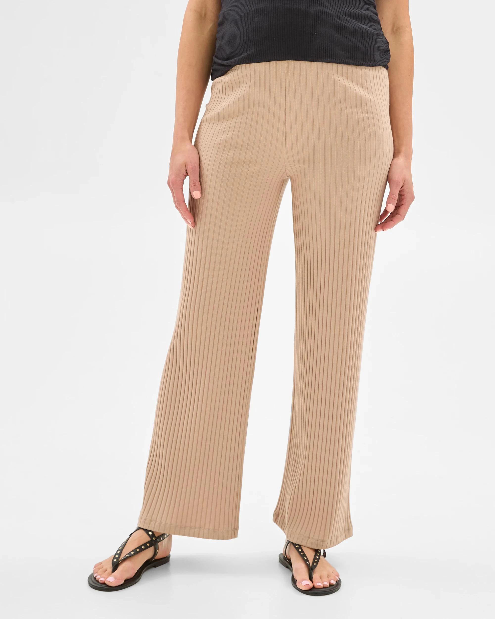 3 Target Maternity Over The Belly Rib Knit Lounge Pants BISCUIT, 3 of 6