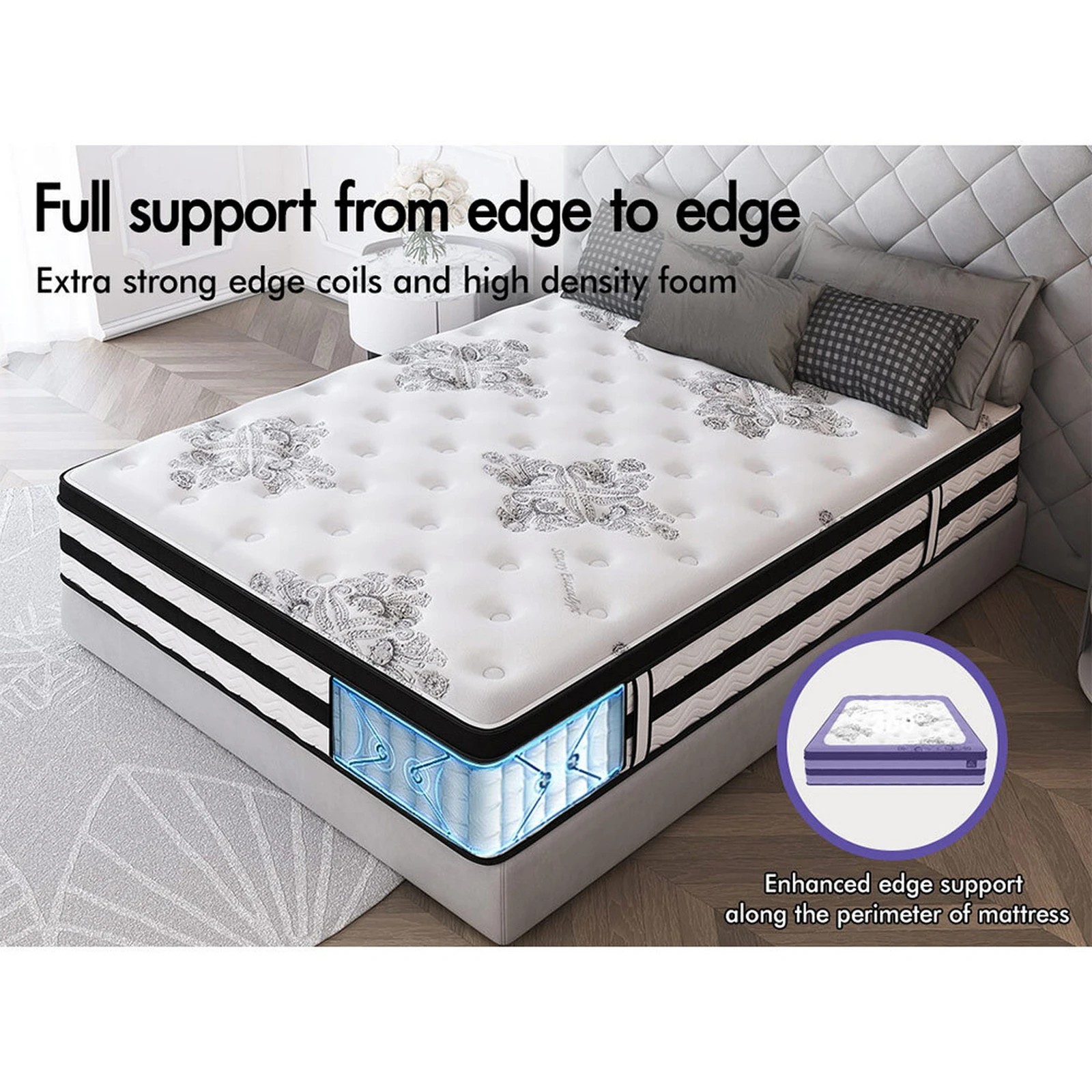 8 Starry Eucalypt Mattress Pocket Spring Latex Euro Top 34cm 5 zone - King Single Bed, 8 of 10