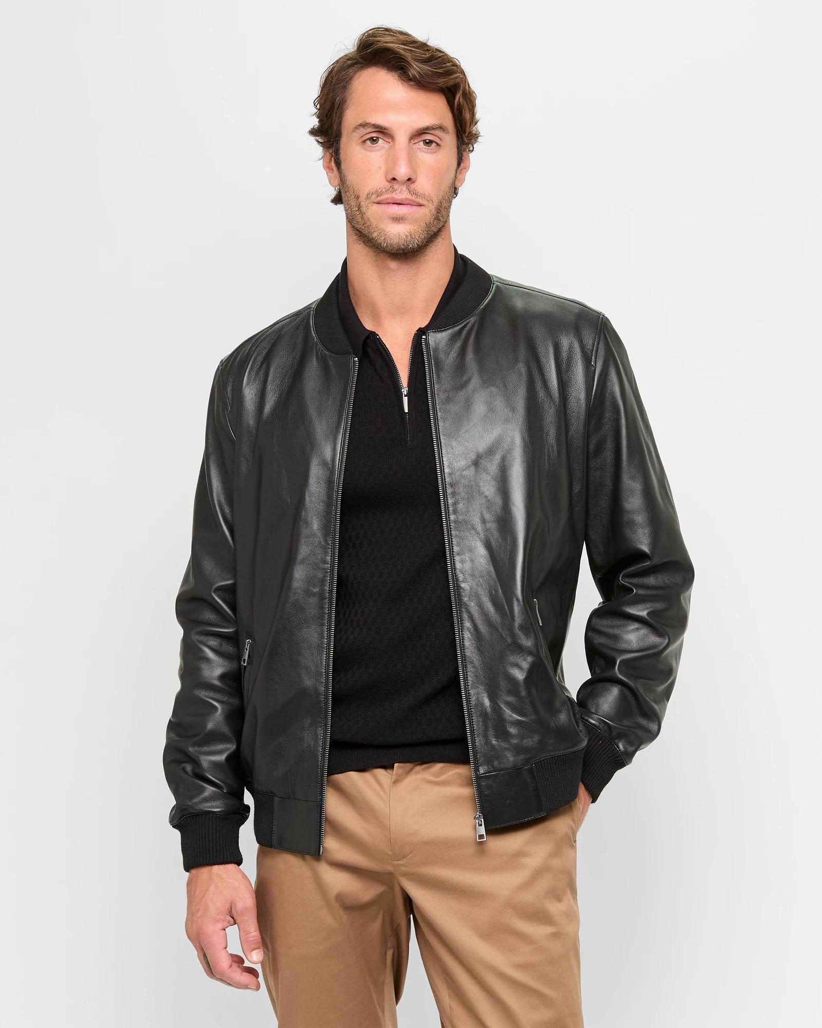 1 Target Premium Leather Bomber Jacket - Preview BLACK, 1 of 5