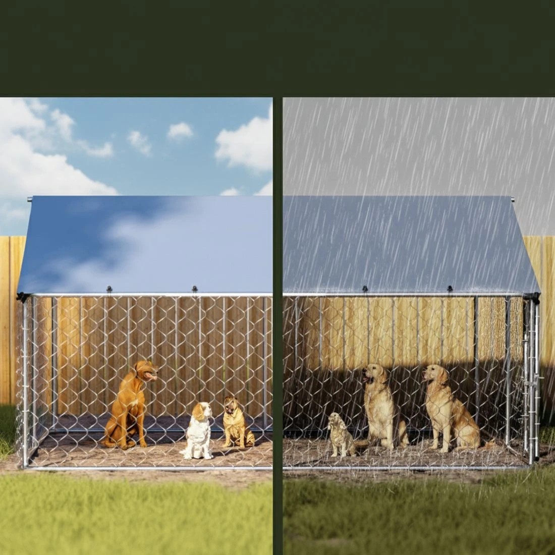 4 i.Pet Dog Kennel Large House XXL Pet Run Cage Puppy Outdoor Enclosure With Roof - Silver, 4 of 5