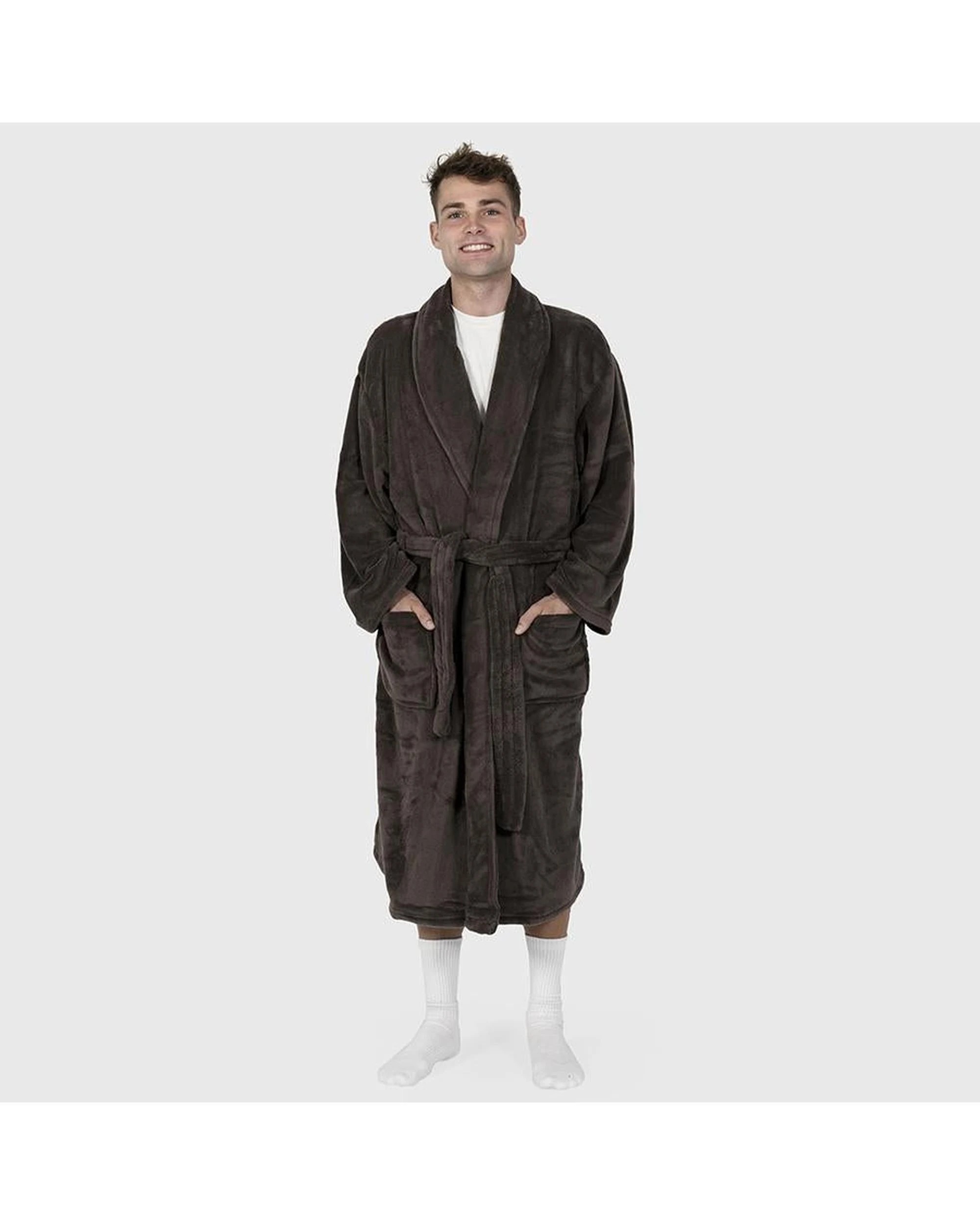 4 Bambury Soft Microplush Coral Fleece Bathrobe Dressing Gown Size Medium/Large Denim - Blue, 4 of 7