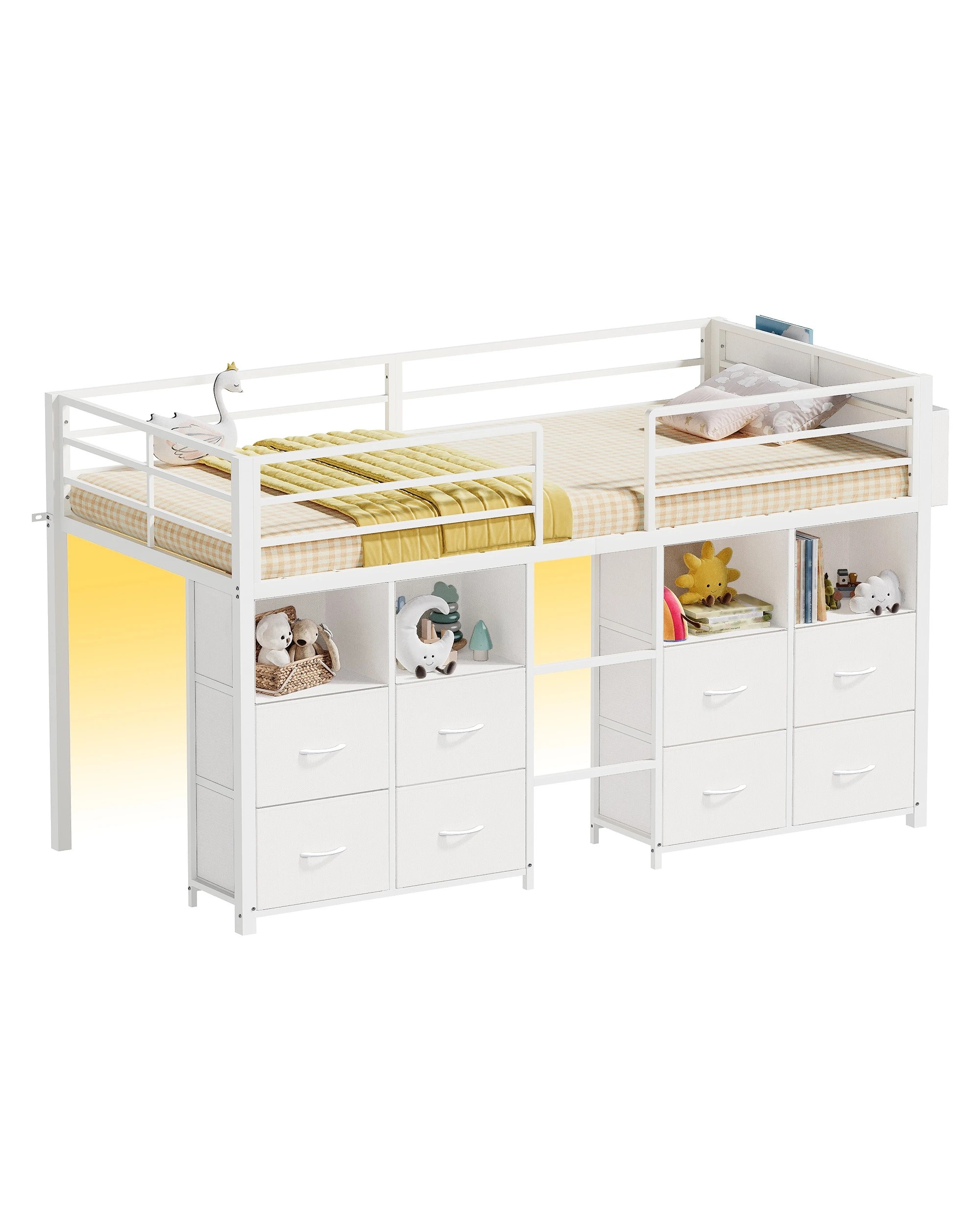 5 Ufurniture Kids Low Loft Metal Bed Frame for Small Rooms - Single Bed - White, 5 of 7