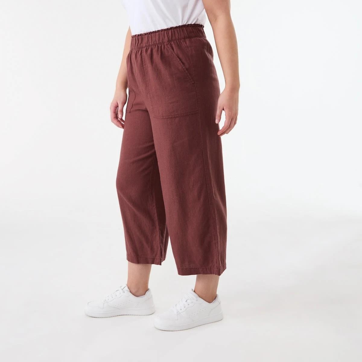 2 Linen Blend Culottes DARK HENNA, 2 of 5