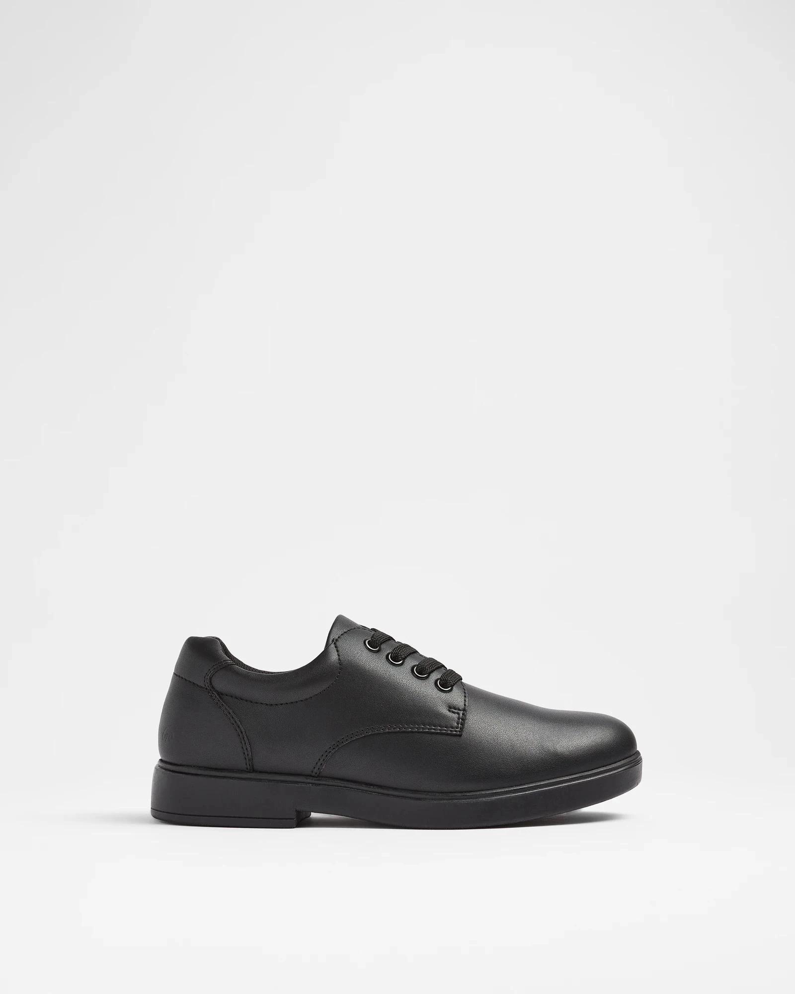 1 GroShu by Grosby Gro-Shu Youth Leather Lace Up School Shoes BLACK, 1 of 5