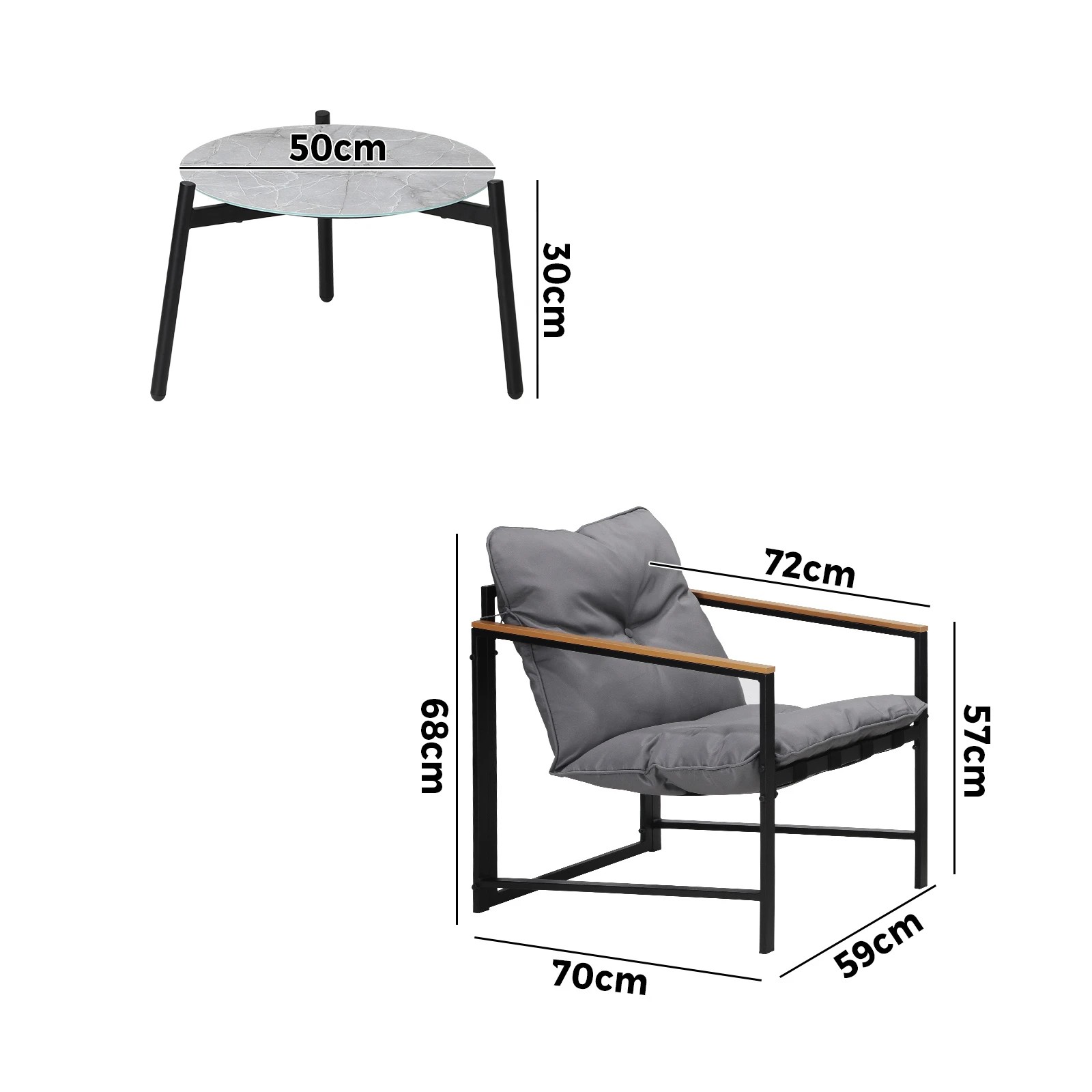10 Livsip 3pc Outdoor Patio Furniture Set Bistro Set 50cm Round Marble Table
 - Multi, 10 of 10