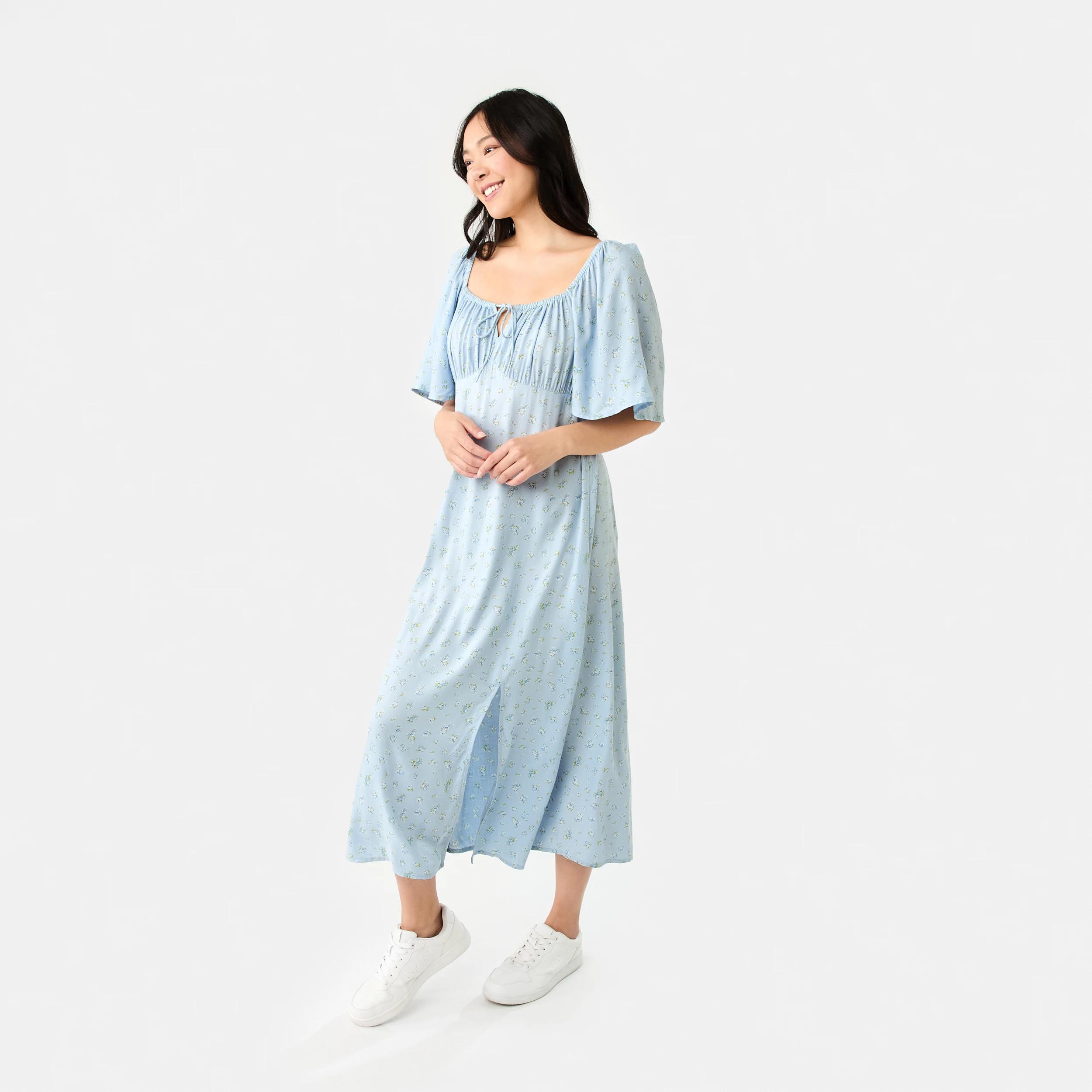 3 Short Sleeve Square Neck Tea Midi Dress DITSY ROSE SKYWAY, 3 of 8