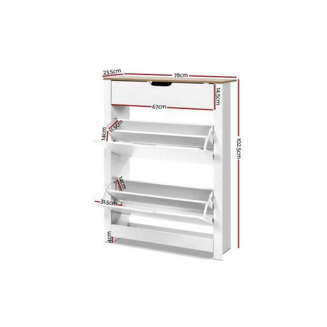 2 Shoe Cabinet Rack Storage Organiser Cupboard Shelf Drawer 16 Pairs White - White, 2 of 7