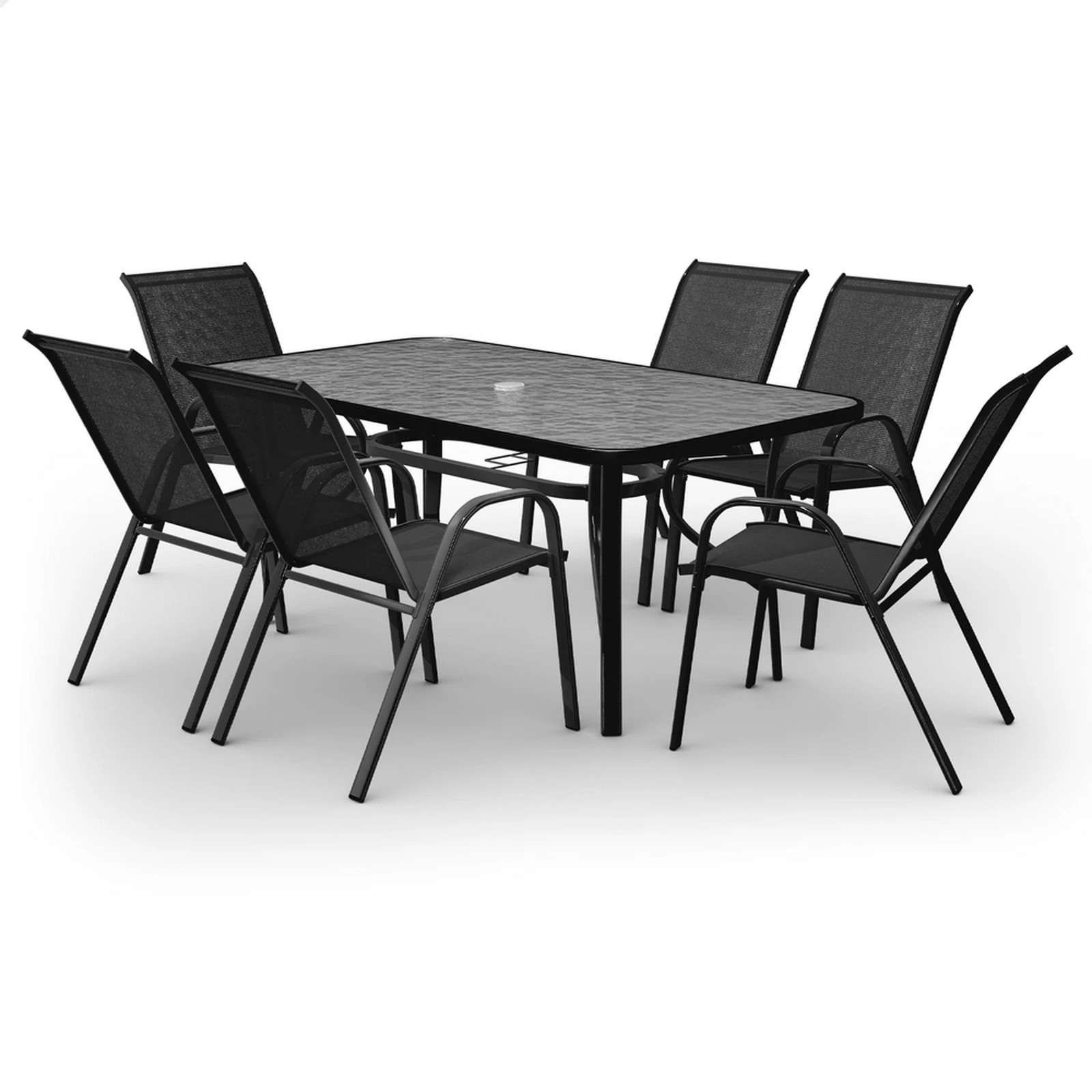 1 Alfordson 7PCS Outdoor Dining Set Patio Table and Chairs Garden Furniture - Black, 1 of 10