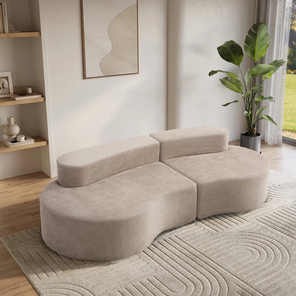 6 Zzz Atelier Arcadia Curve 3 Seater Foam Lounge Sofa - Beige, 6 of 7